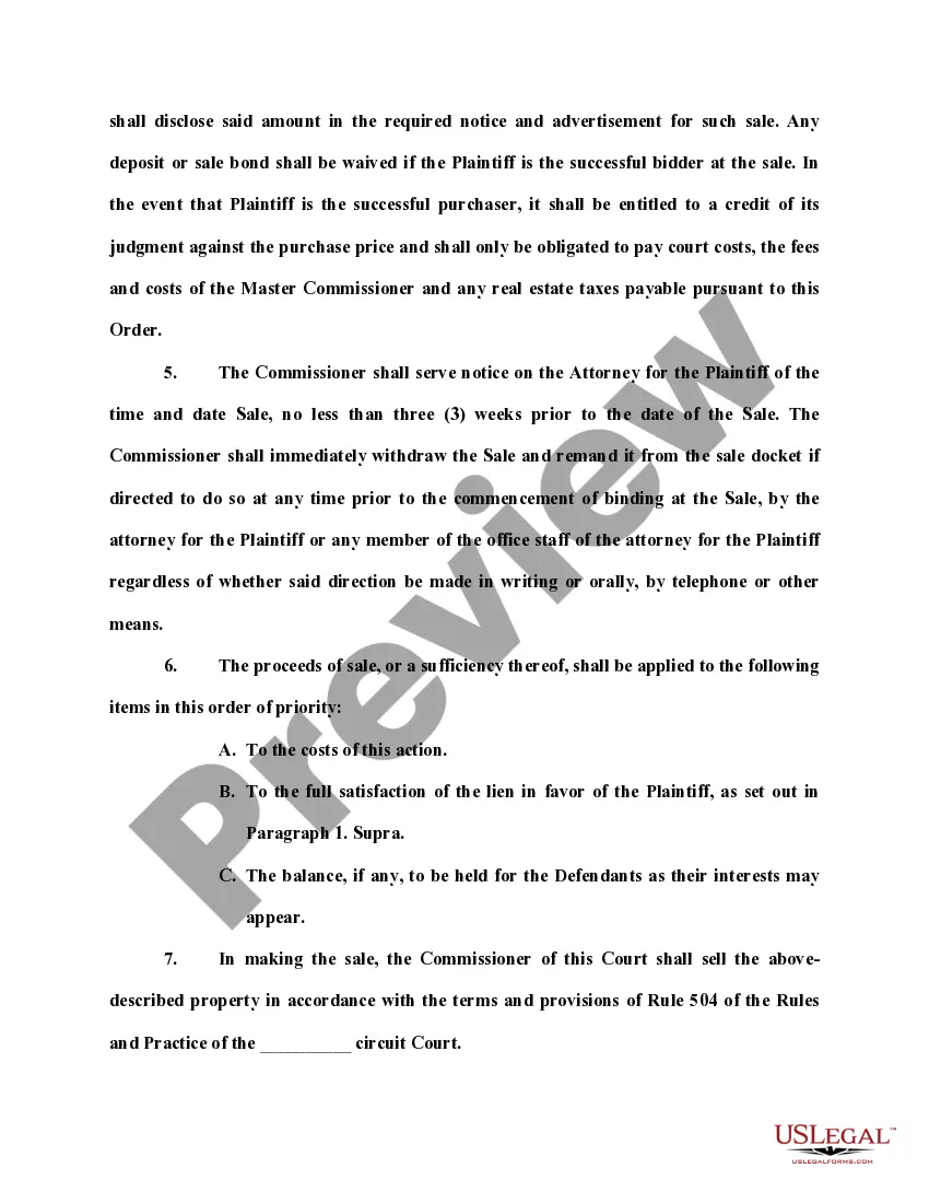 Preview Final Judgment and Order of Sale