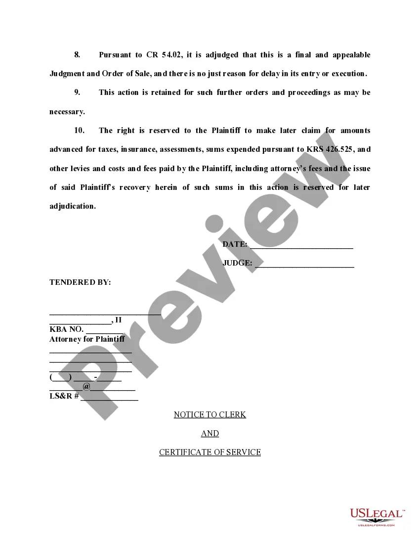 Preview Final Judgment and Order of Sale