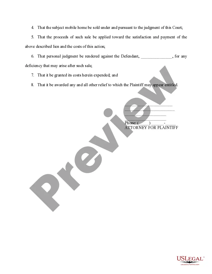 Preview Complaint to Foreclose Security Interest