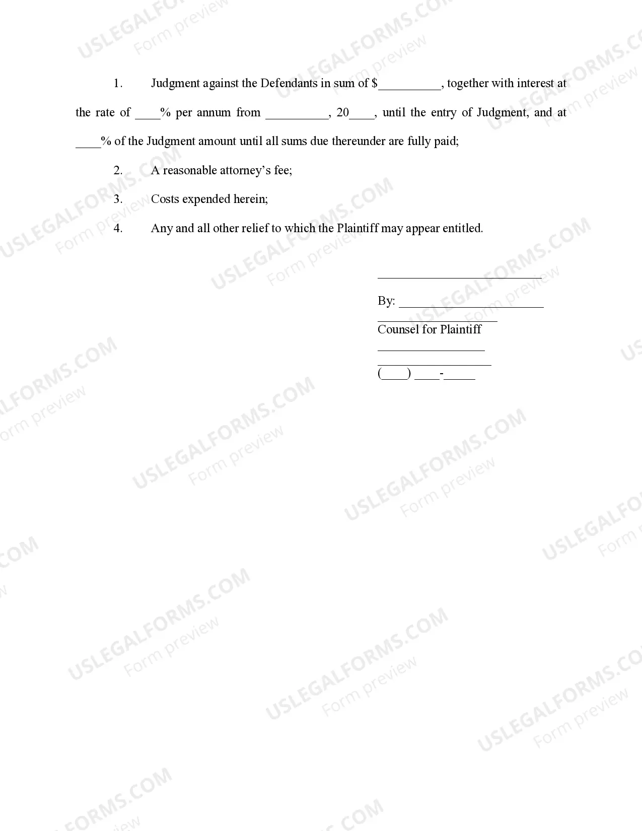 Preview Complaint- Contract Default
