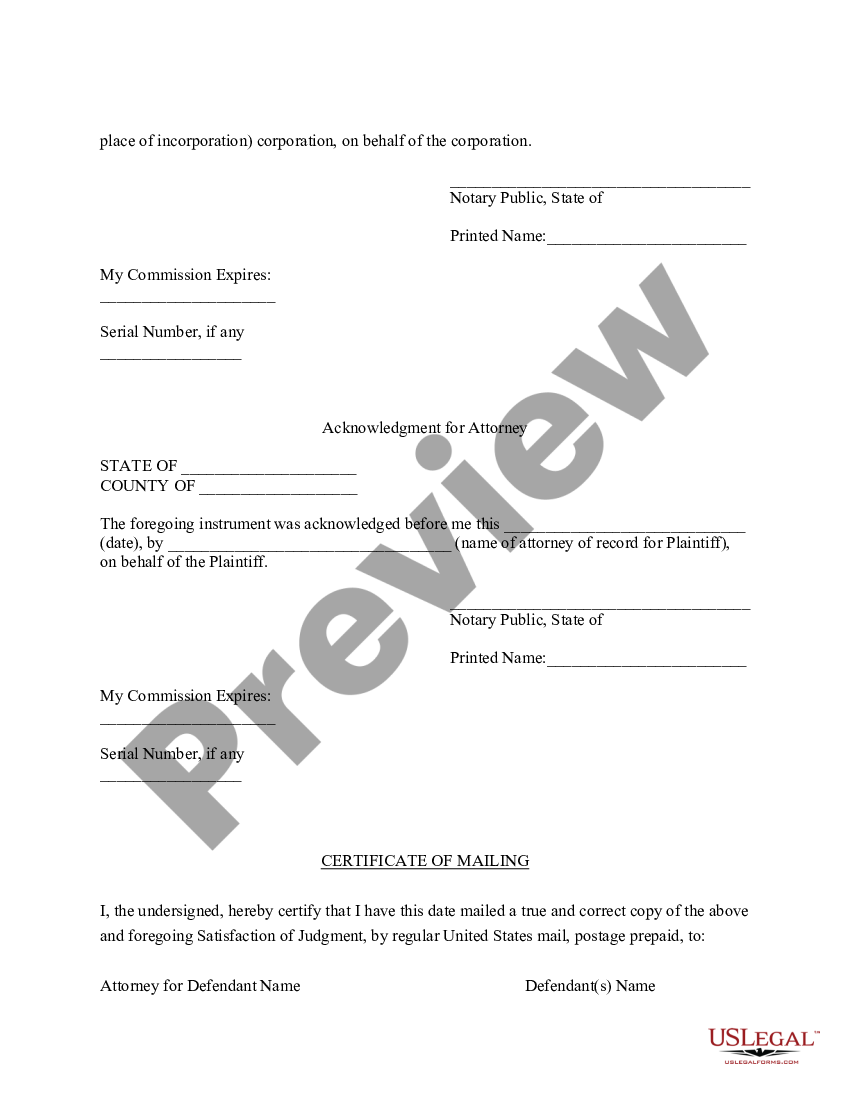 Kentucky Satisfaction of Judgment - Satisfaction Of Judgment | US Legal ...