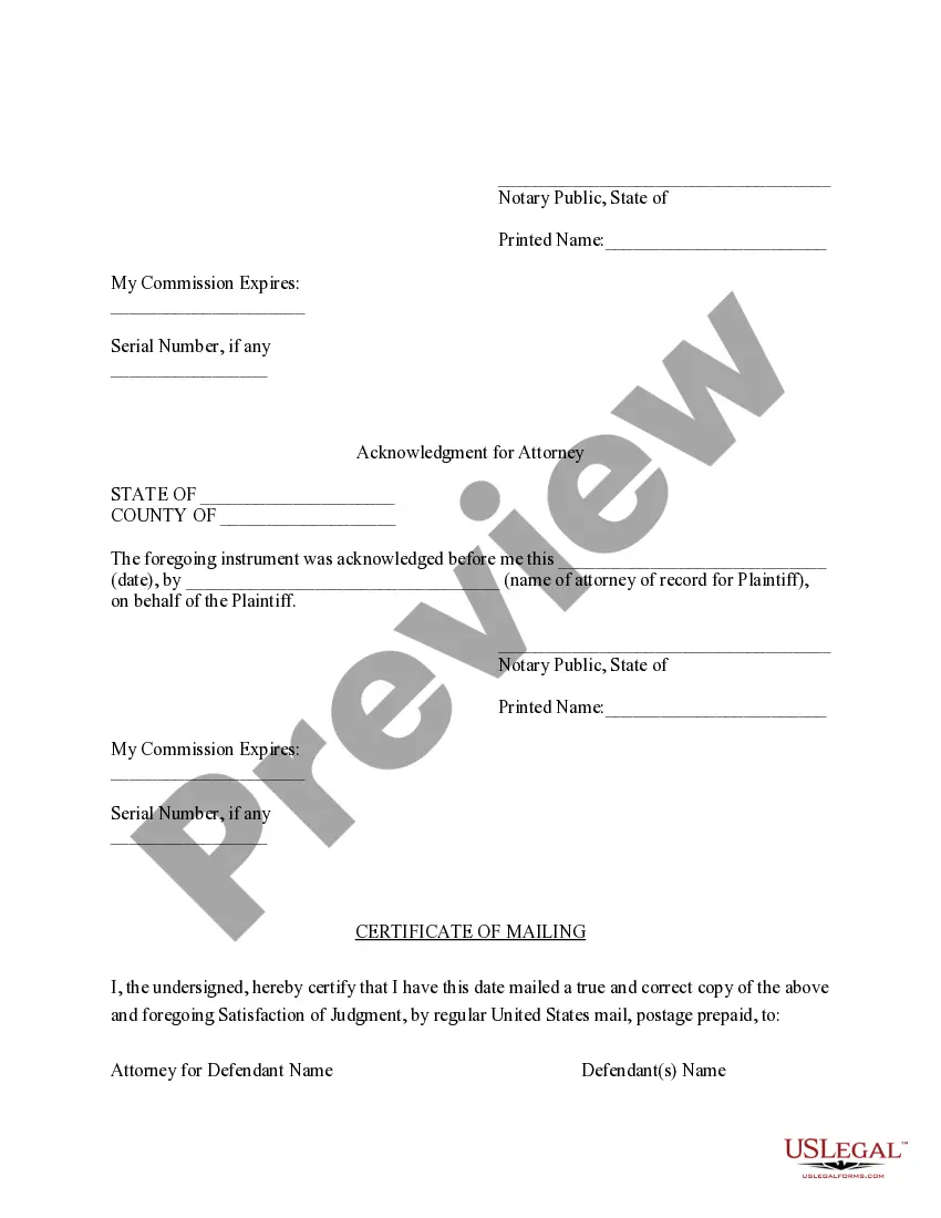 Preview Kentucky Satisfaction of Judgment