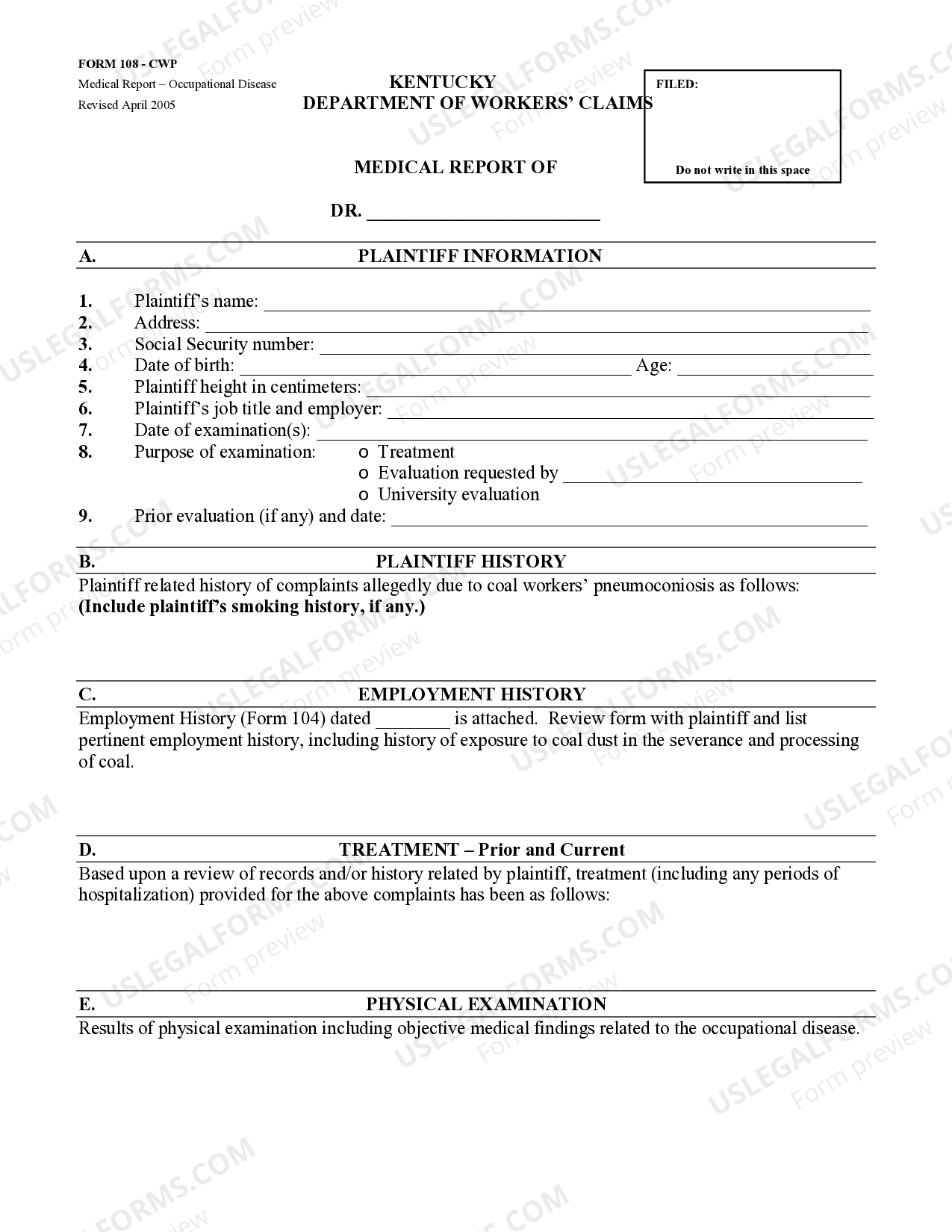 Kentucky Medical Report Occupational Disease US Legal Forms