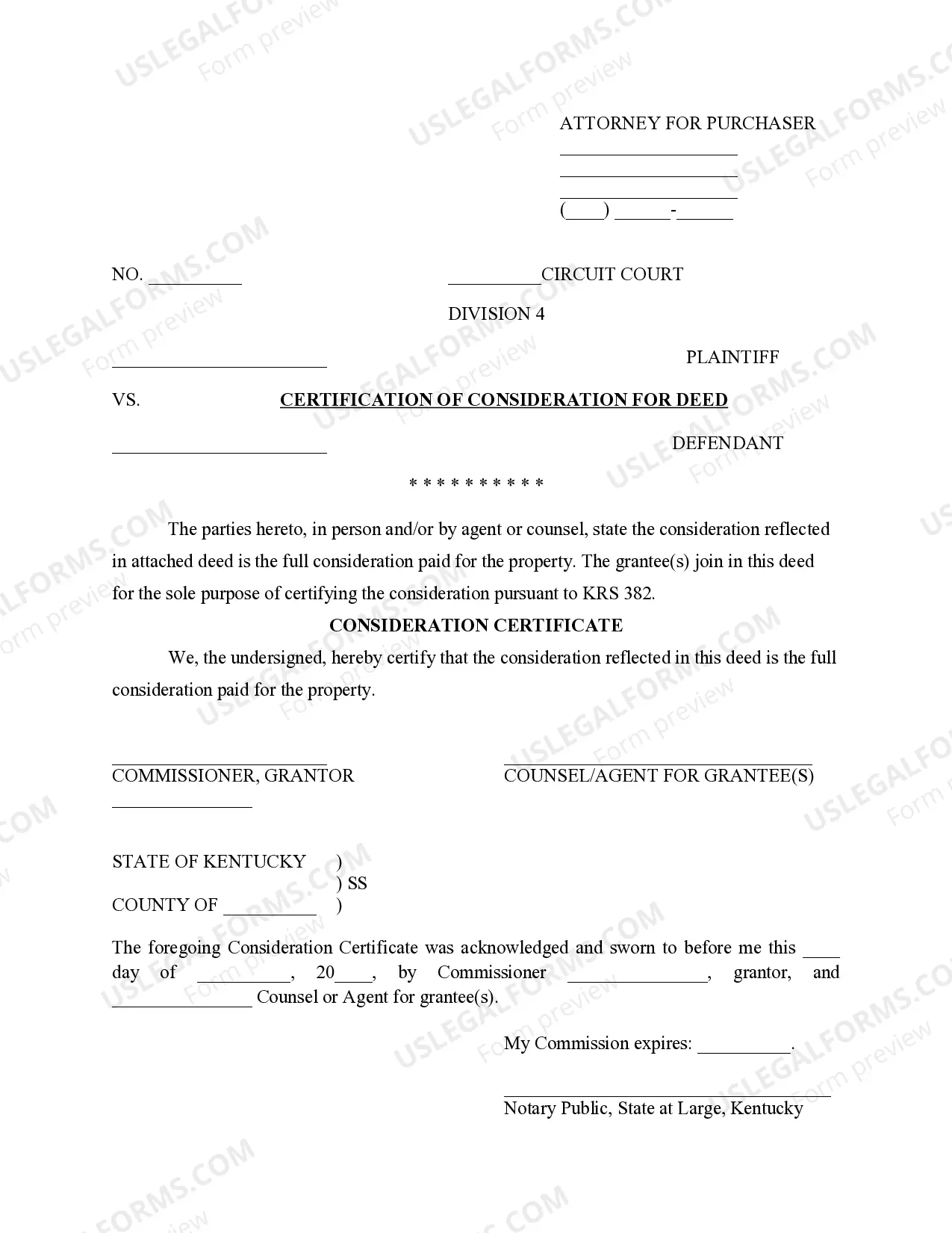 Preview Commissioner's Deed