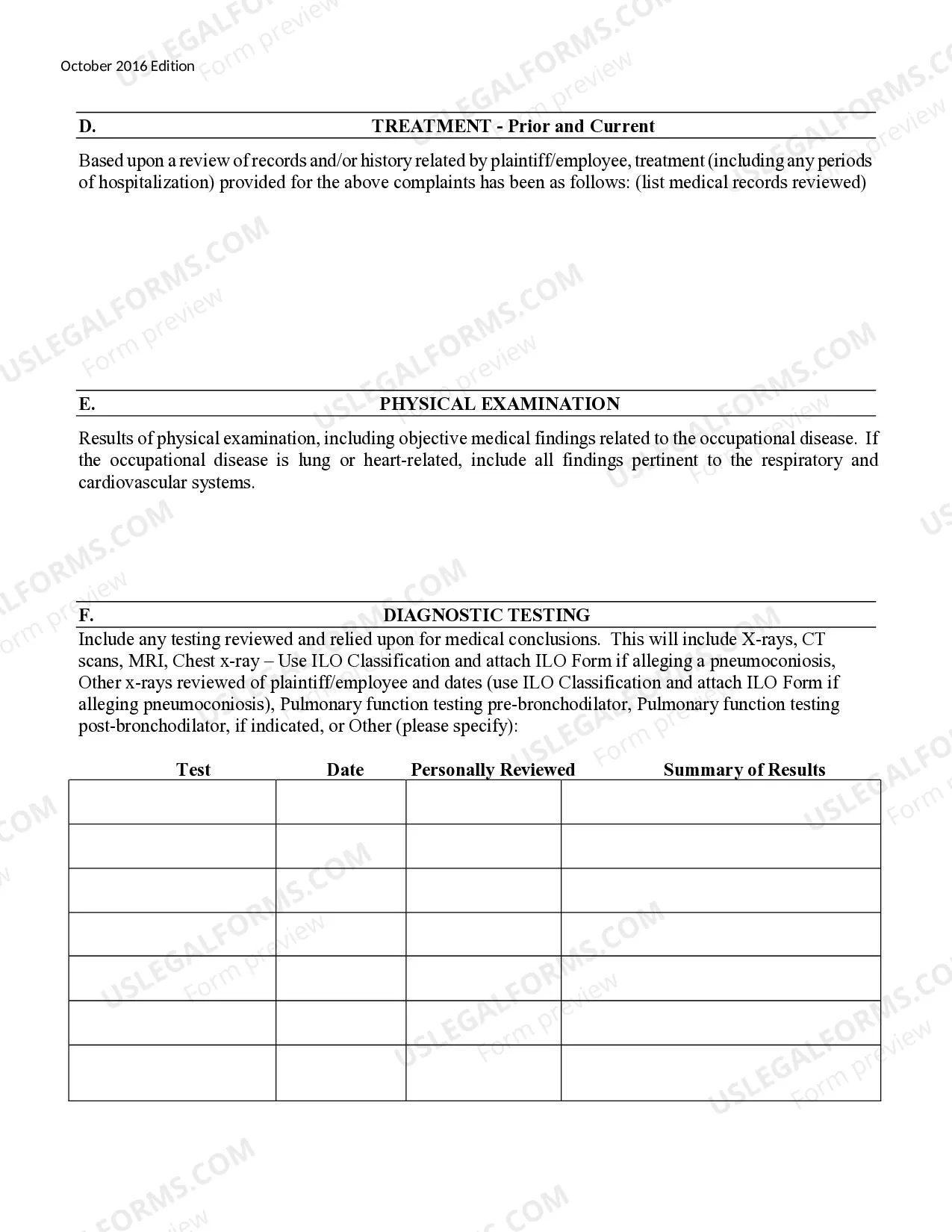 Preview Medical Report Occupational Disease
