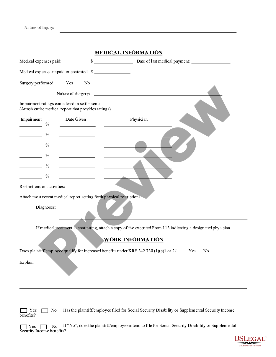 page 1 Agreement as to Compensation - Kentucky preview