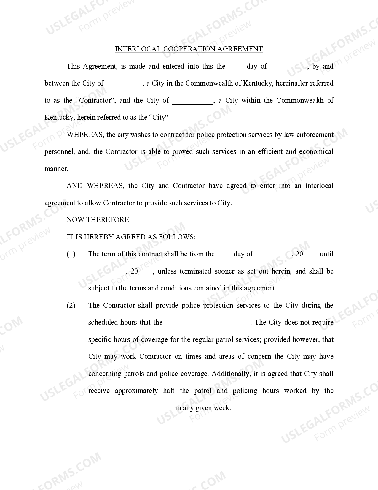 Kentucky Interlocal Cooperation Agreement | US Legal Forms