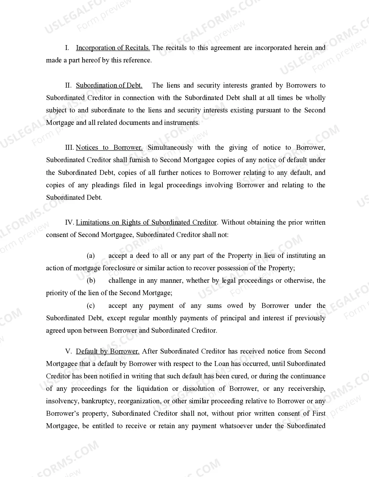 Preview Subordination to Mortgage and Intercreditor Agreement