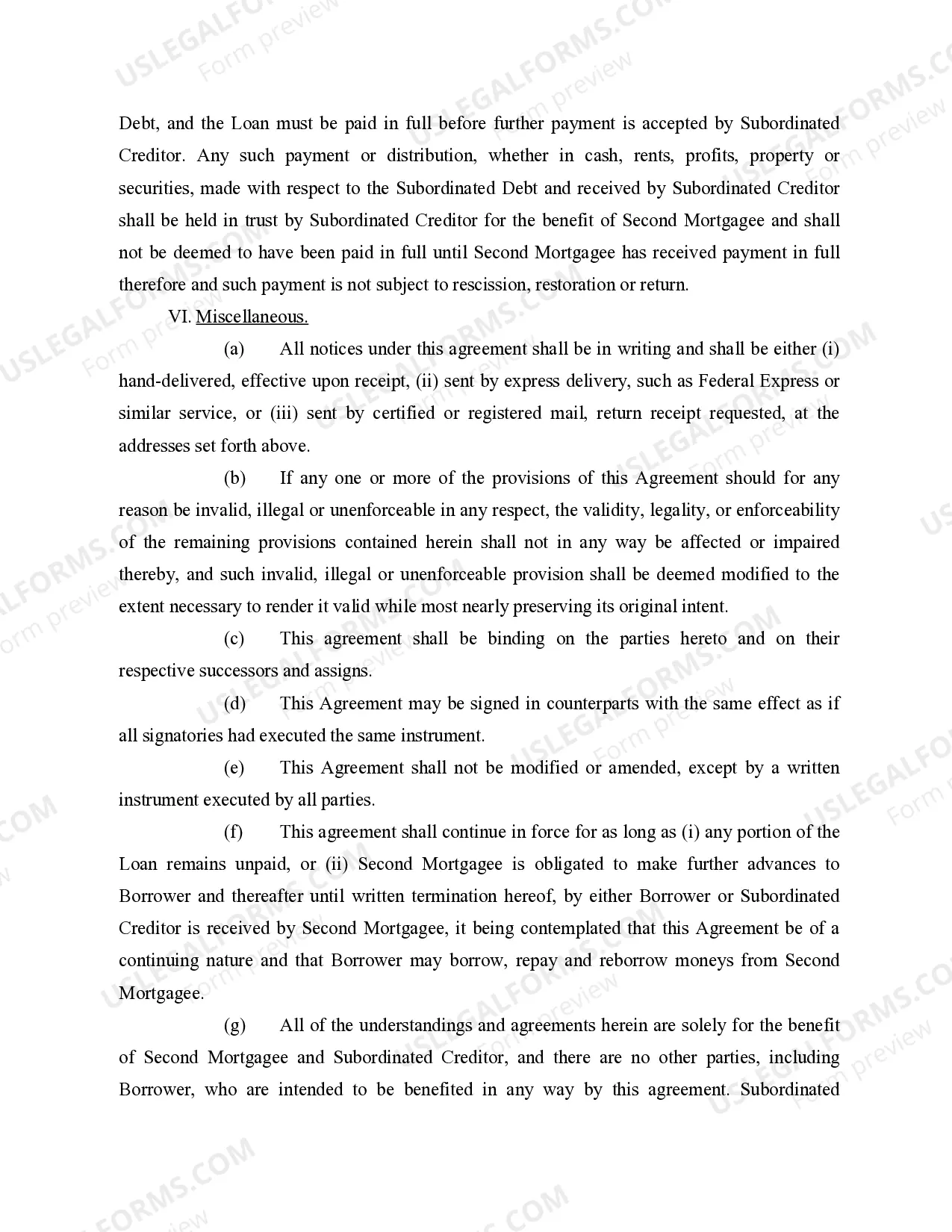 Preview Subordination to Mortgage and Intercreditor Agreement