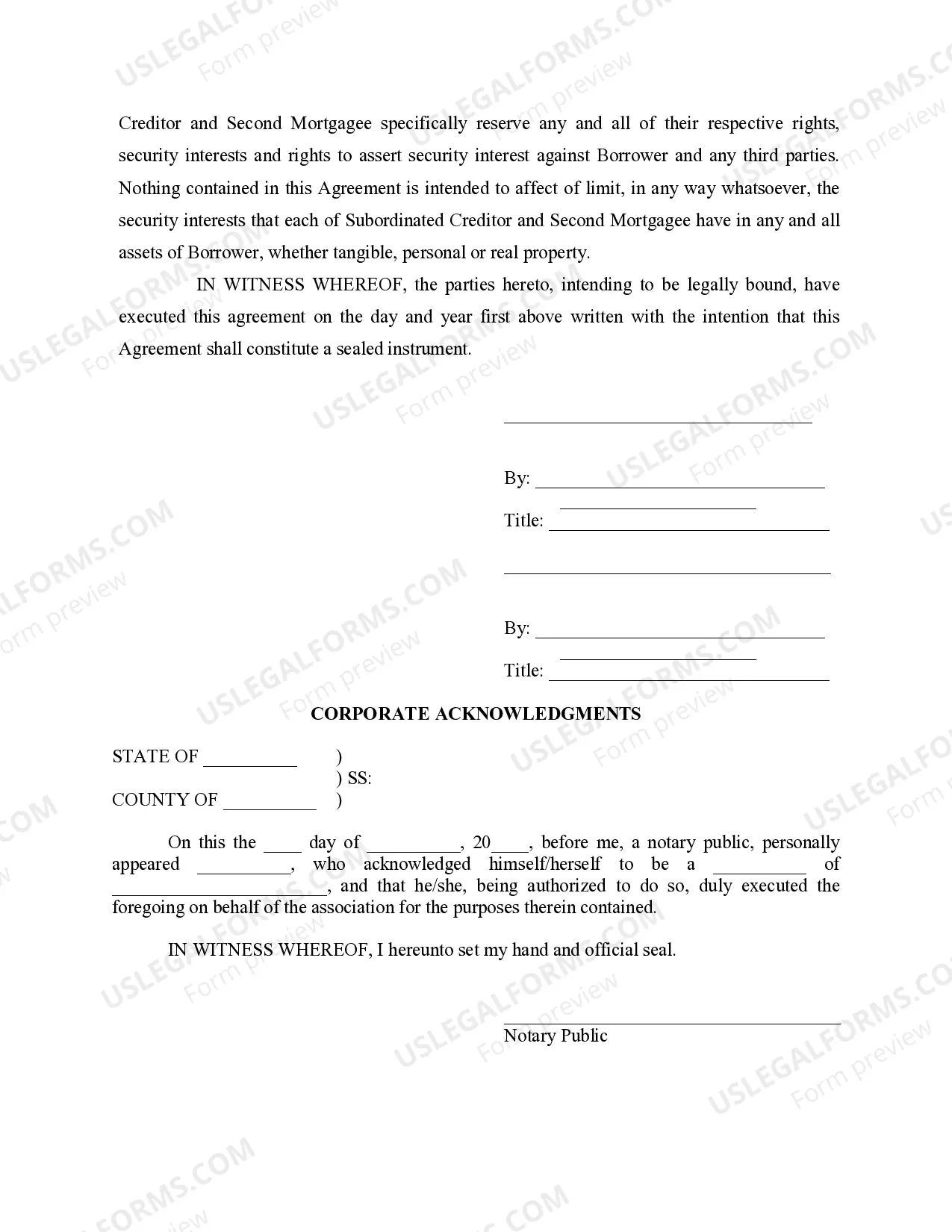 Preview Subordination to Mortgage and Intercreditor Agreement