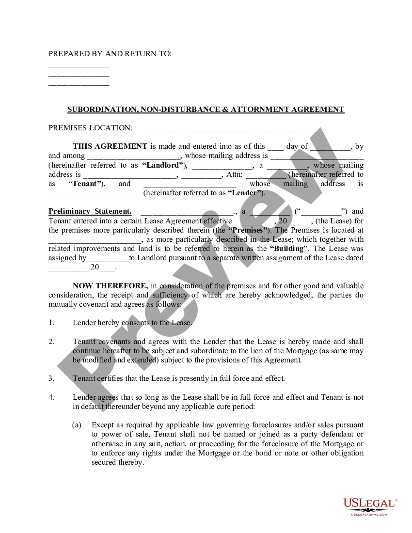 Kentucky Subordination, Non-Disturbance & Attornment Agreement | US ...