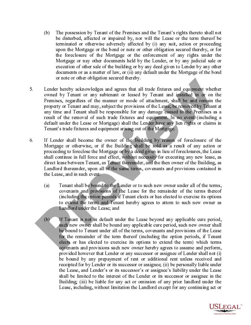 Preview Subordination, Non-Disturbance & Attornment Agreement