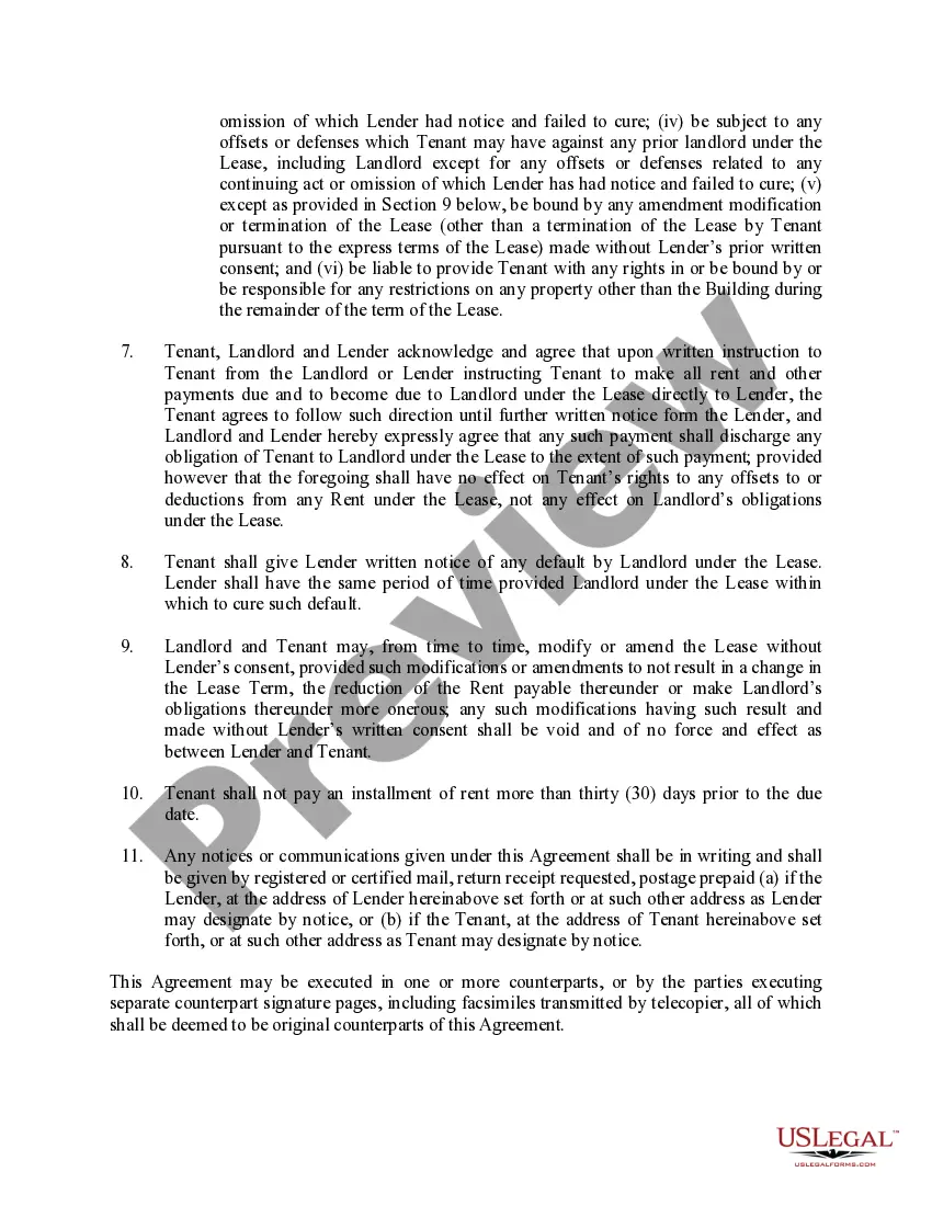 Preview Subordination, Non-Disturbance & Attornment Agreement
