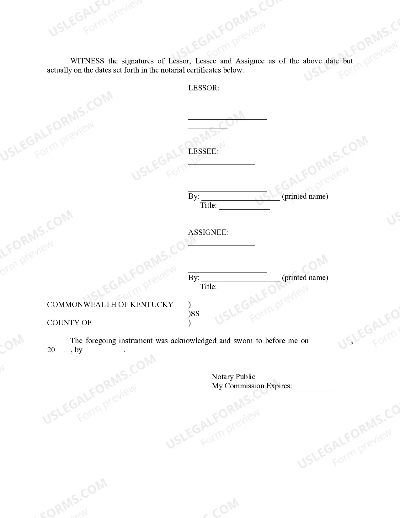 Preview Memorandum Of Ground Lease And Notice Of Assignment
