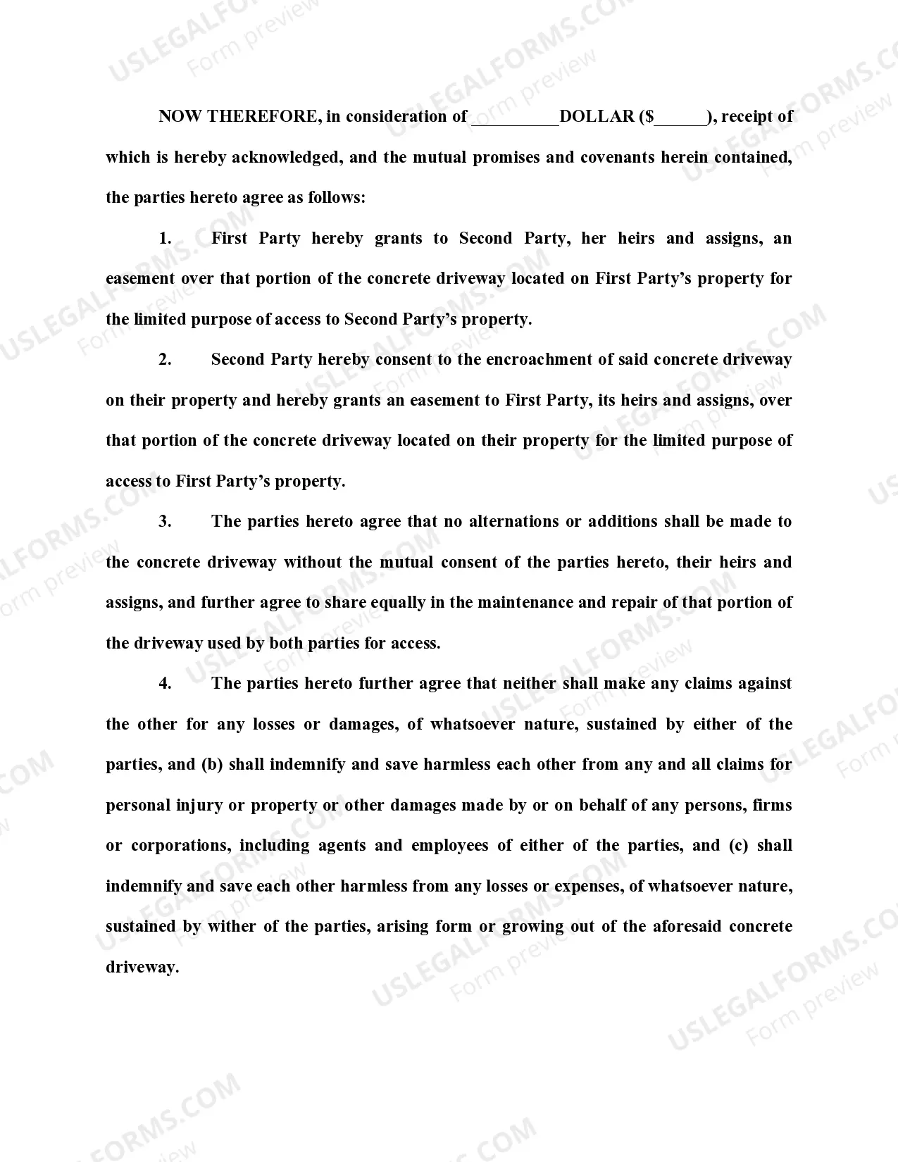 Preview Driveway Easement Agreement