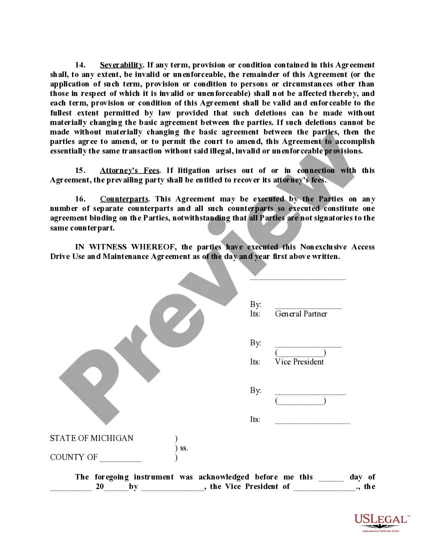 Get Nonexclusive Access Drive Use And Maintenance Agreement Preview Nonexclusive Access Drive Use And Maintenance Agreement