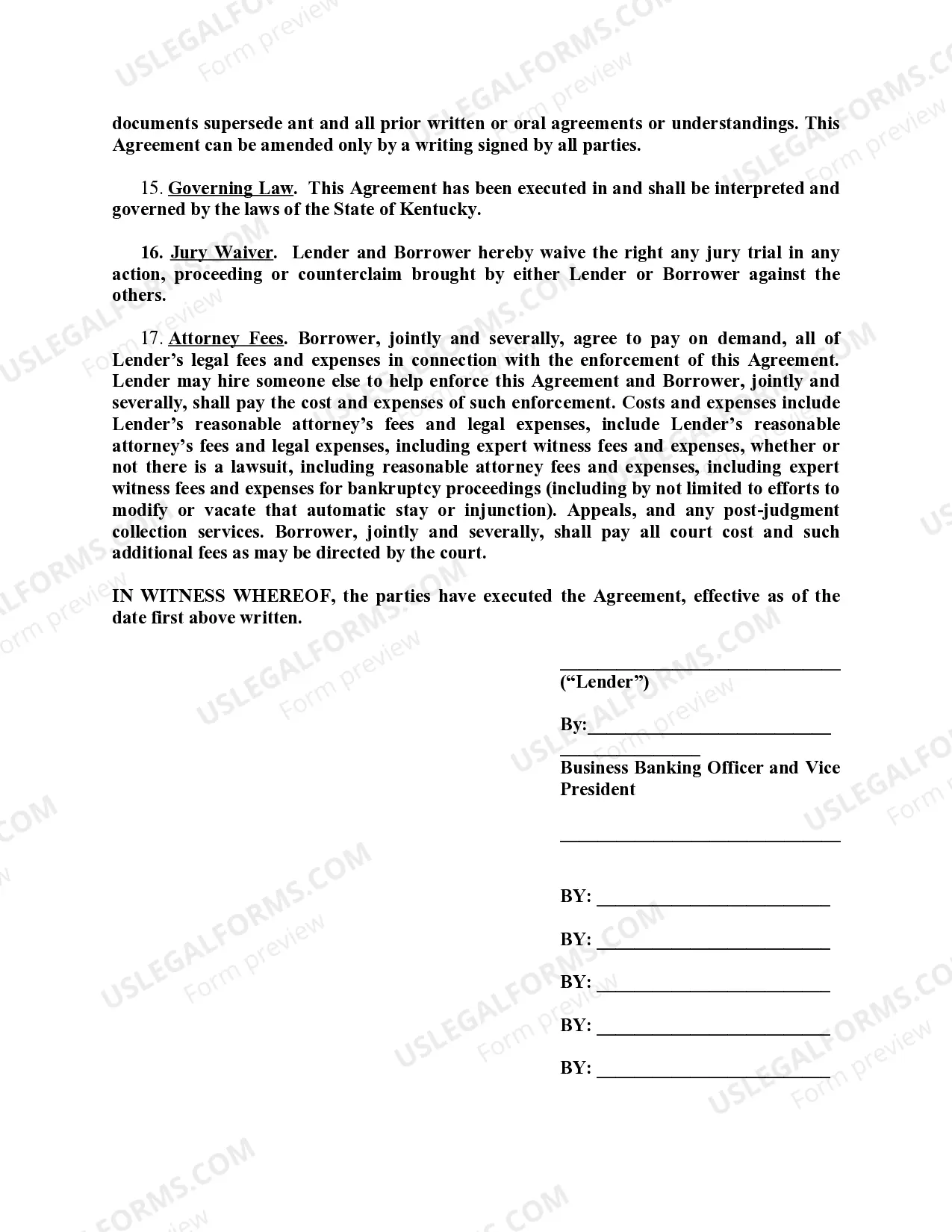 Preview Negative Pledge Agreement