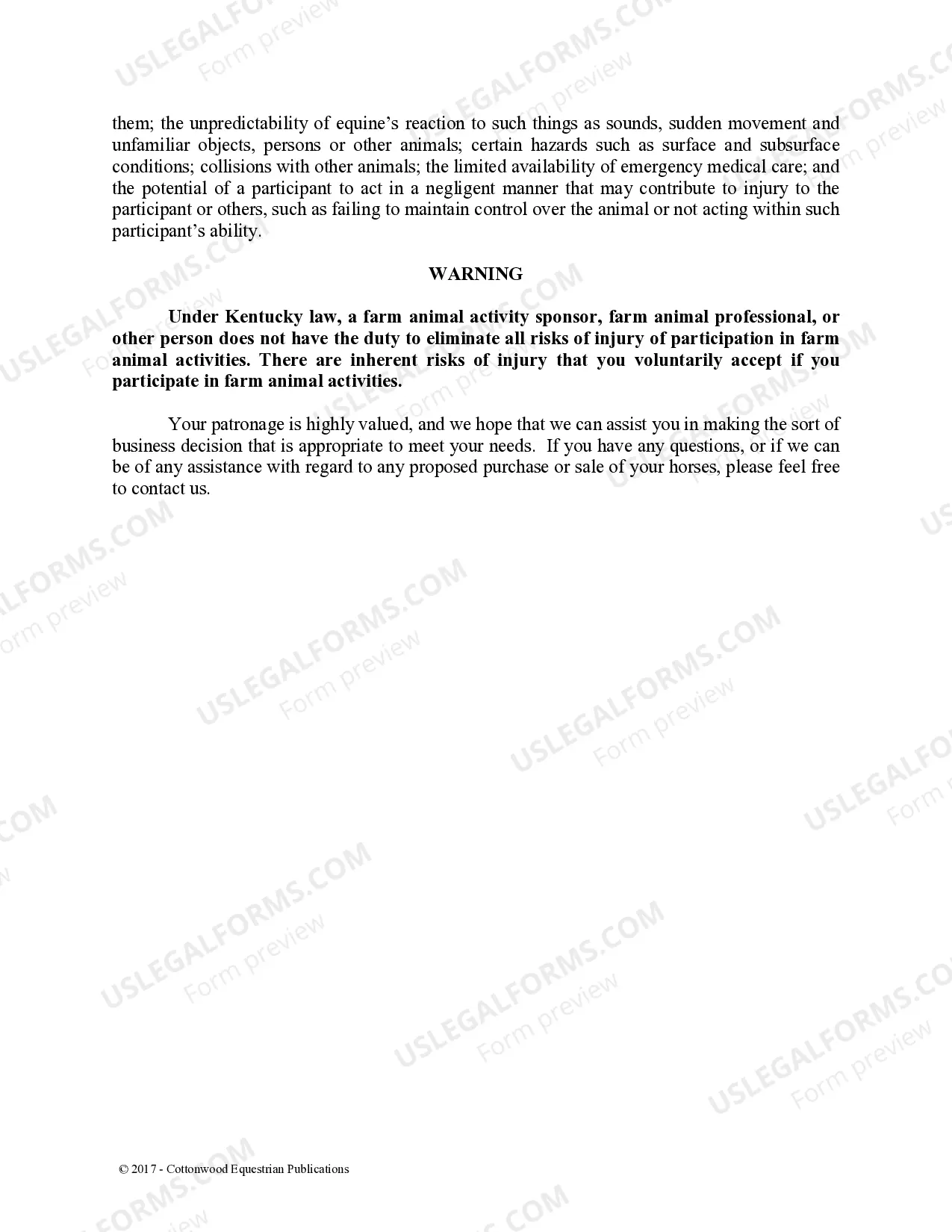 Preview Pre-Purchase Recommendations - Horse Equine Forms