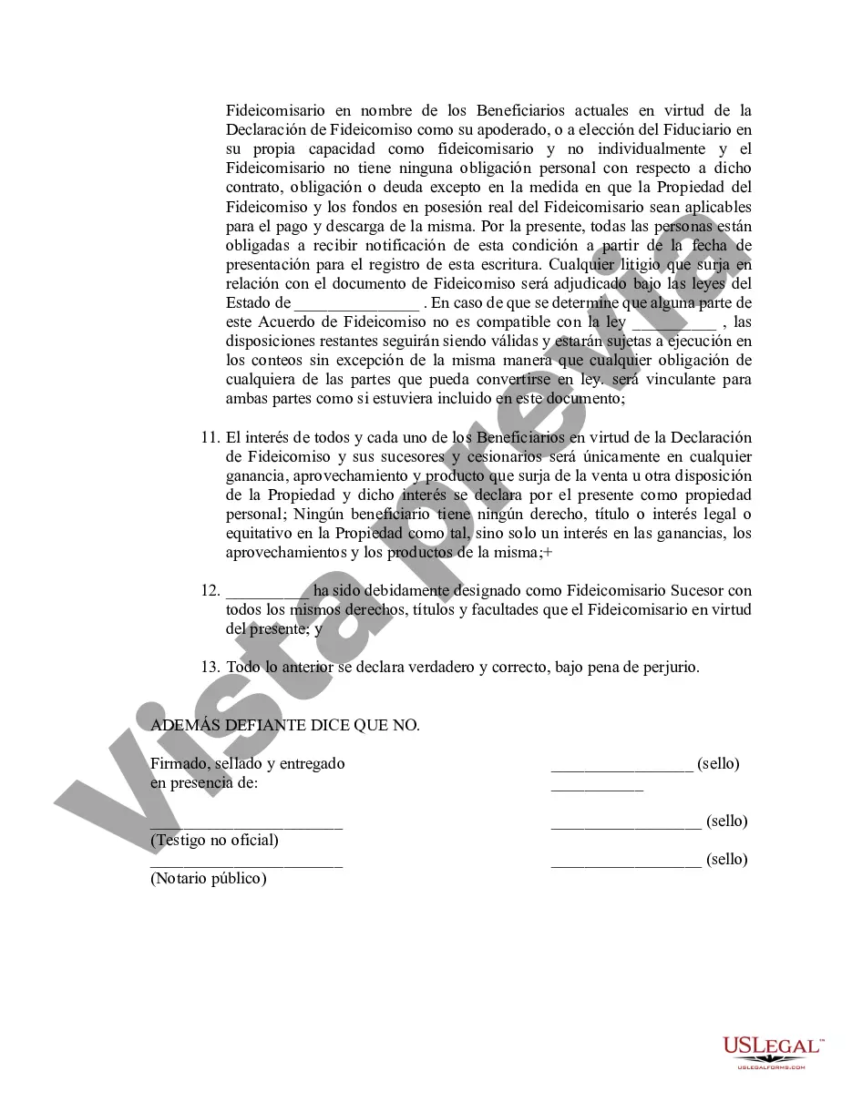 Preview Declaración jurada de fideicomiso de tierras