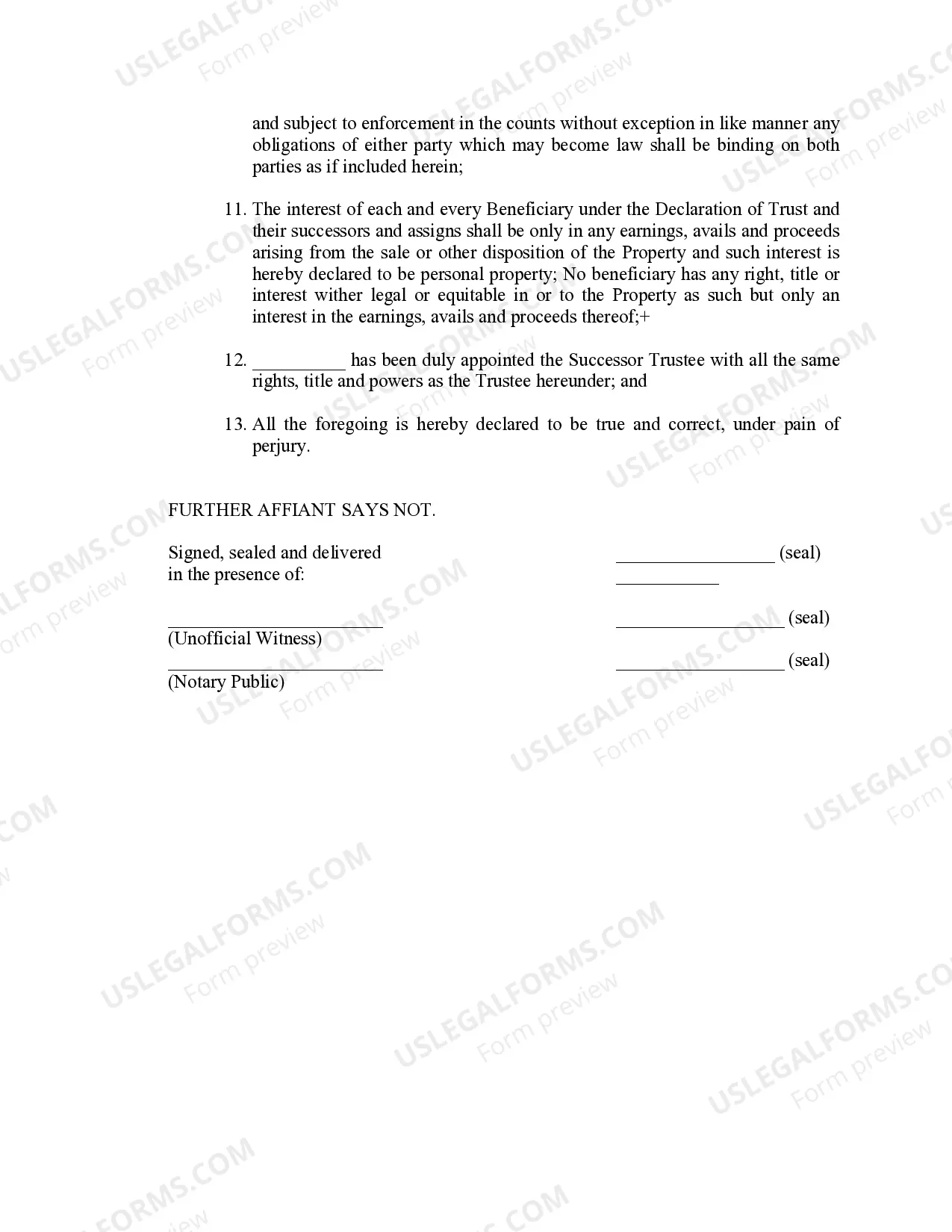 Preview Affidavit Of Land Trust