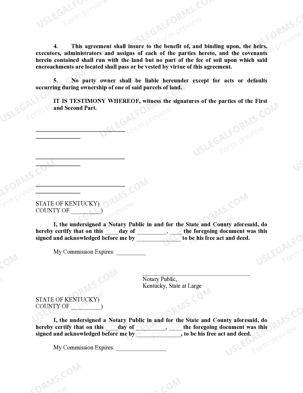 Preview Encroachment Agreement