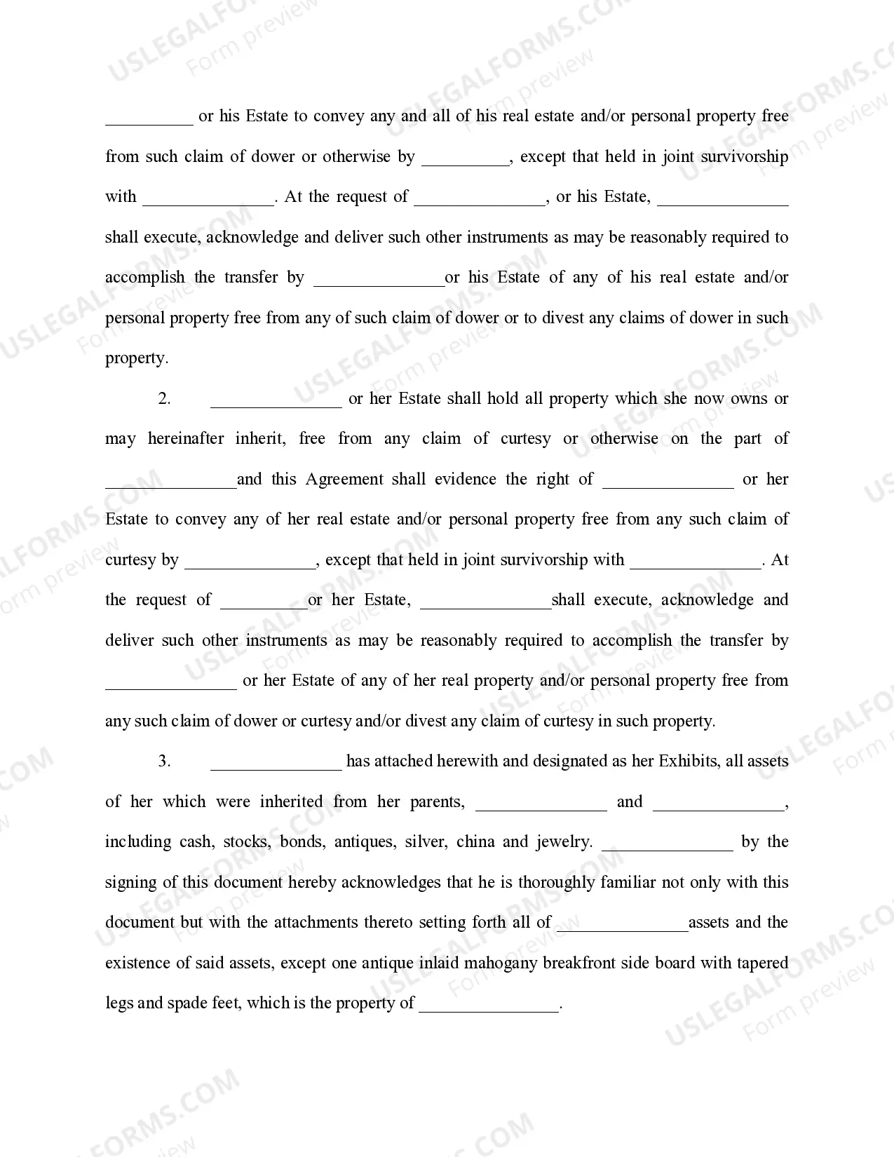 Preview Antenuptial Agreement And Tracing Of Non-Martial Assets Acknowledgement