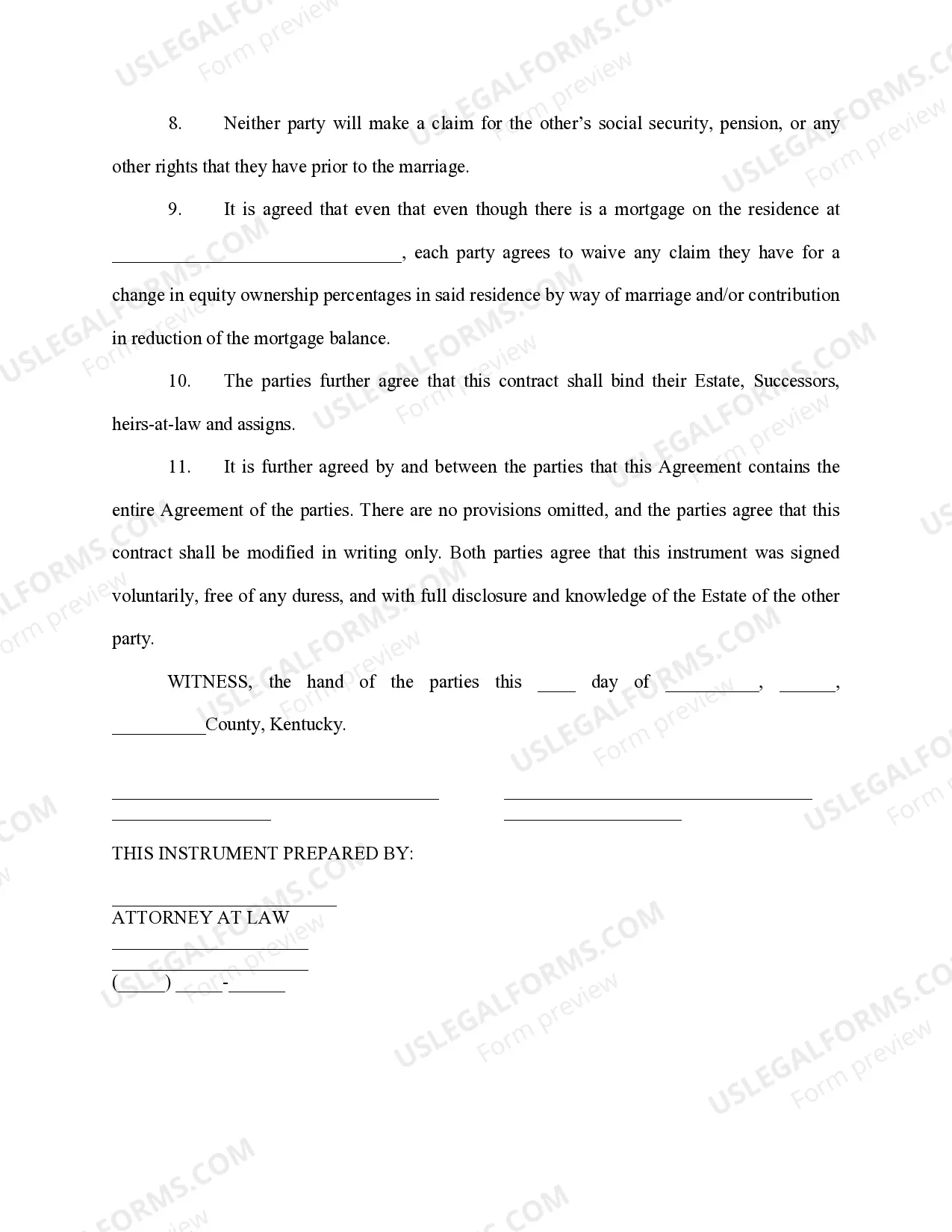 Preview Antenuptial Agreement And Tracing Of Non-Martial Assets Acknowledgement