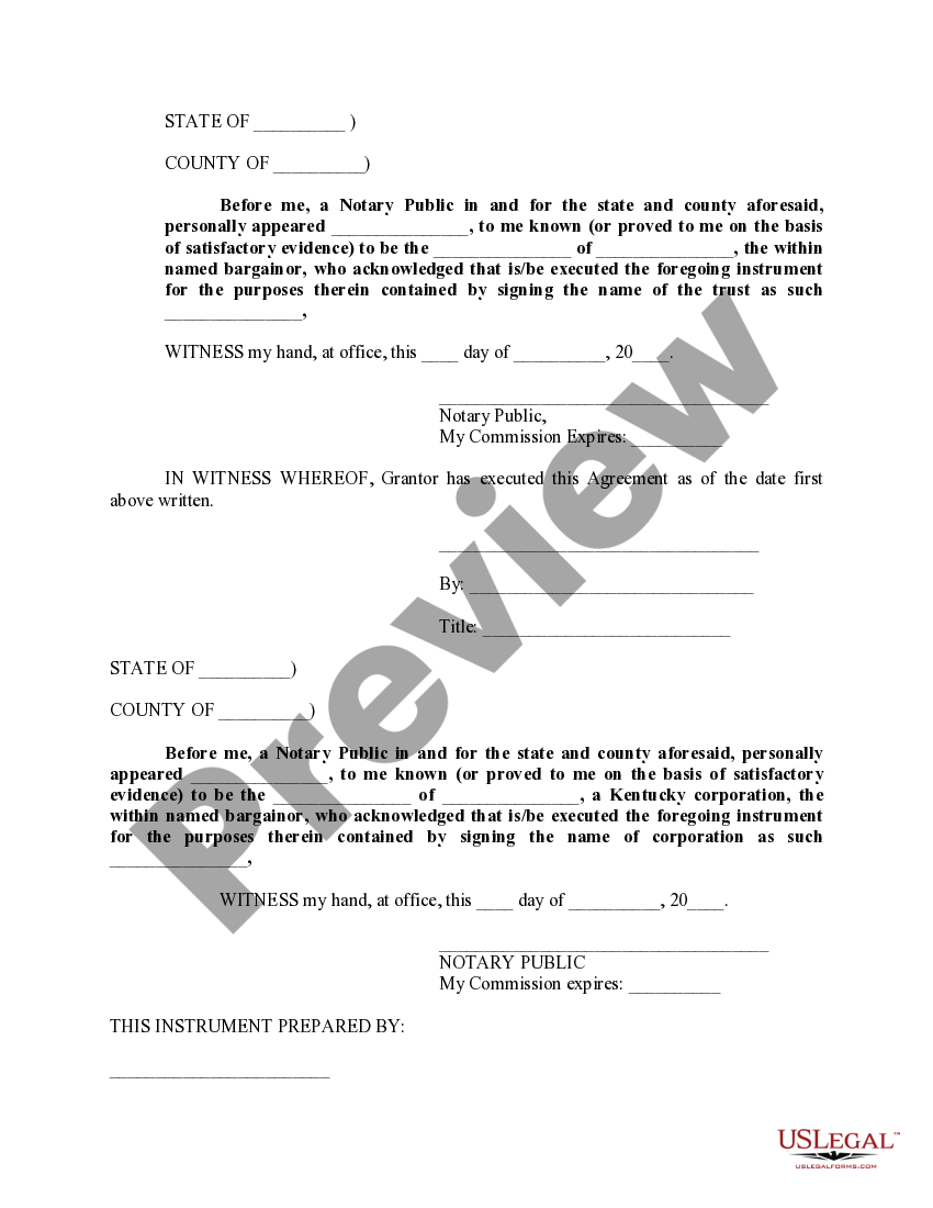 Kentucky Utility Easement Agreement Utility Easement Rights US