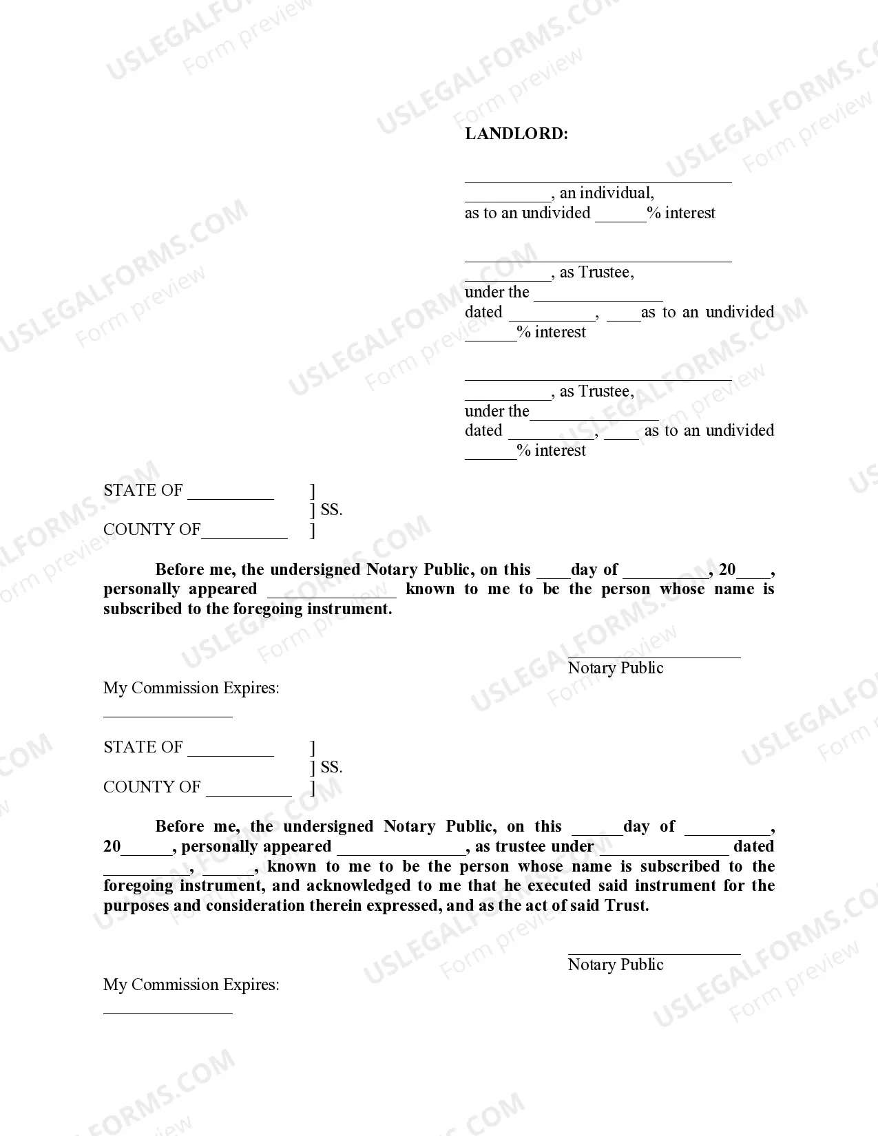 Preview Landlord's Agreement Regarding Equipment