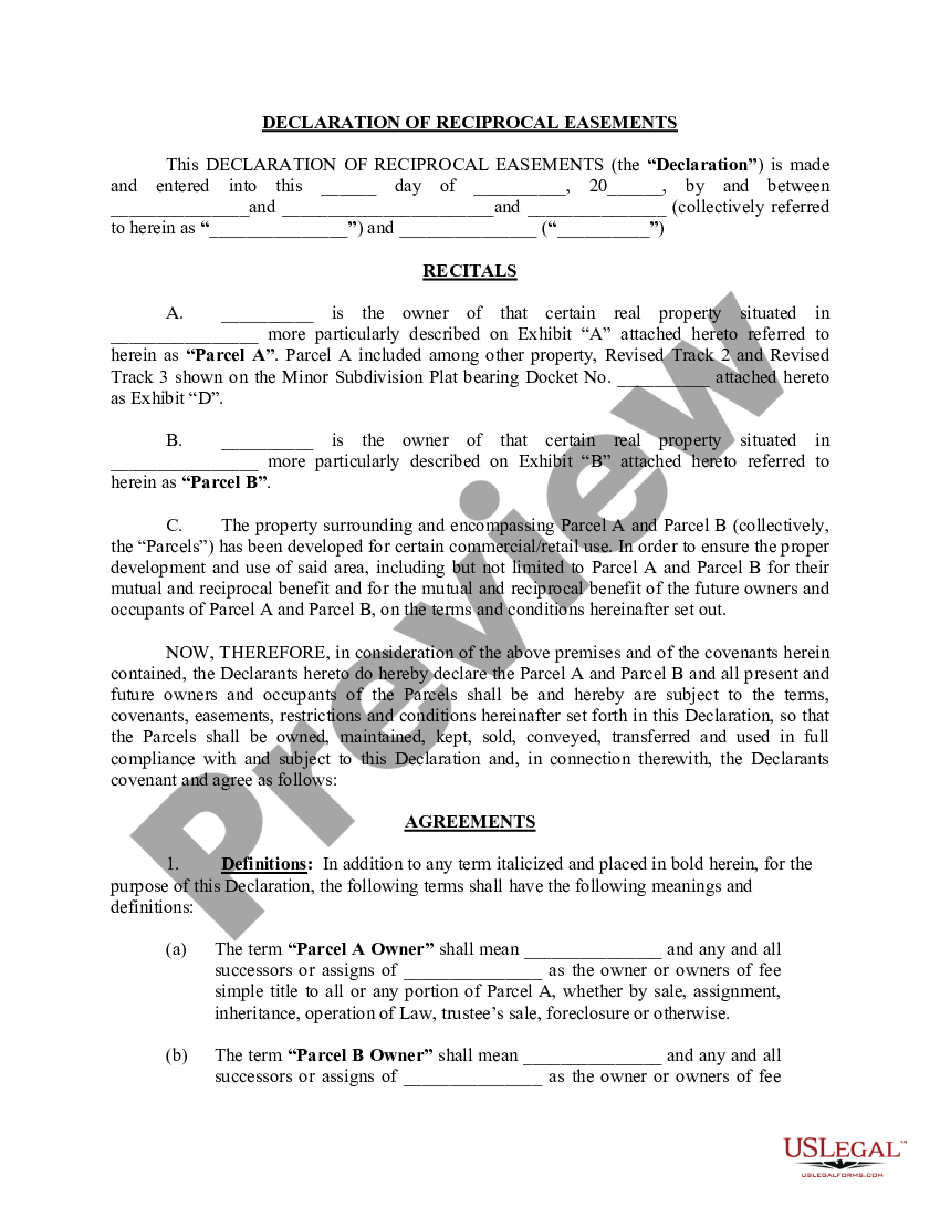 Louisville Kentucky Declaration of Reciprocal Easements | US Legal Forms