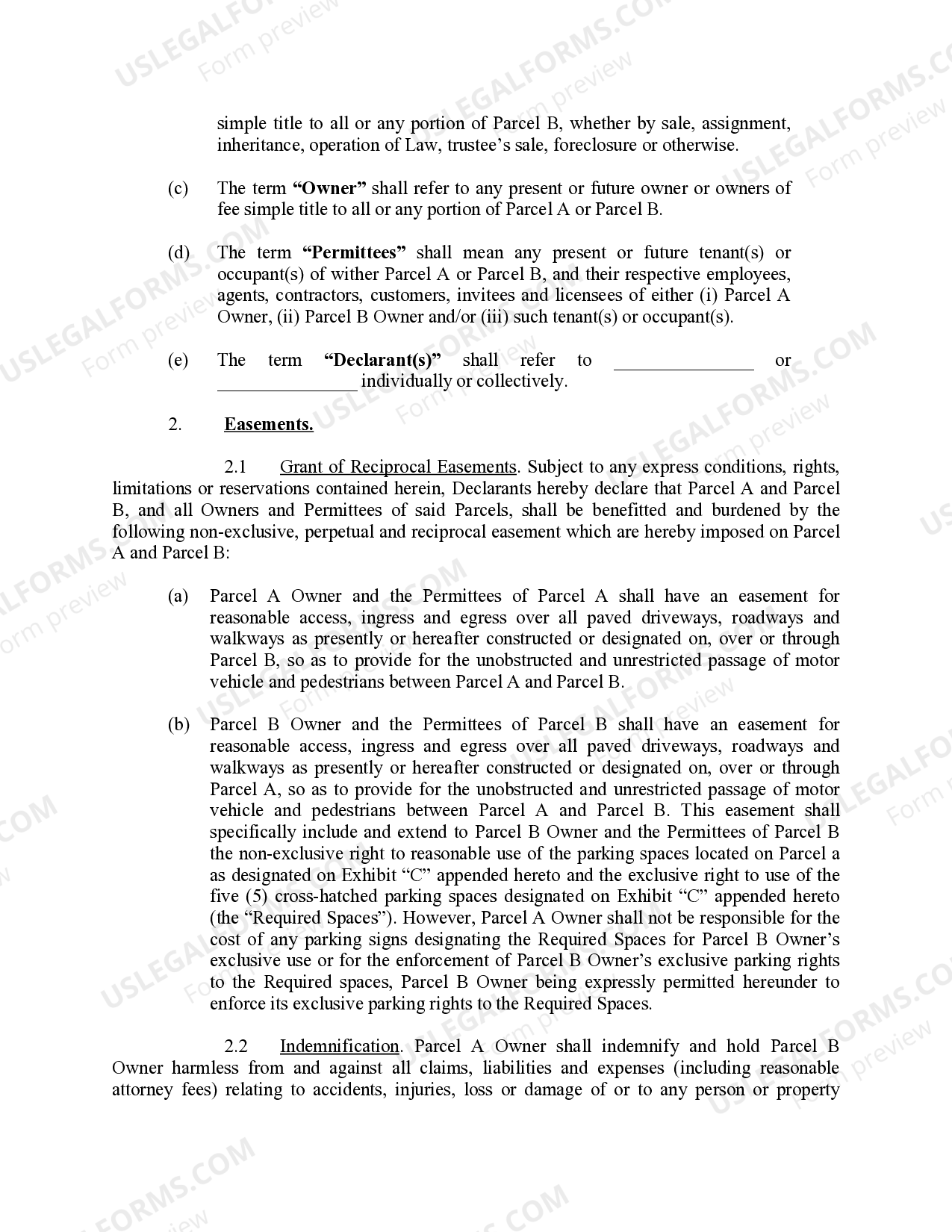 Kentucky Declaration of Reciprocal Easements US Legal Forms