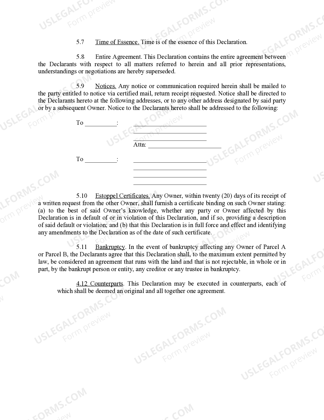 Louisville Kentucky Declaration of Reciprocal Easements US Legal Forms