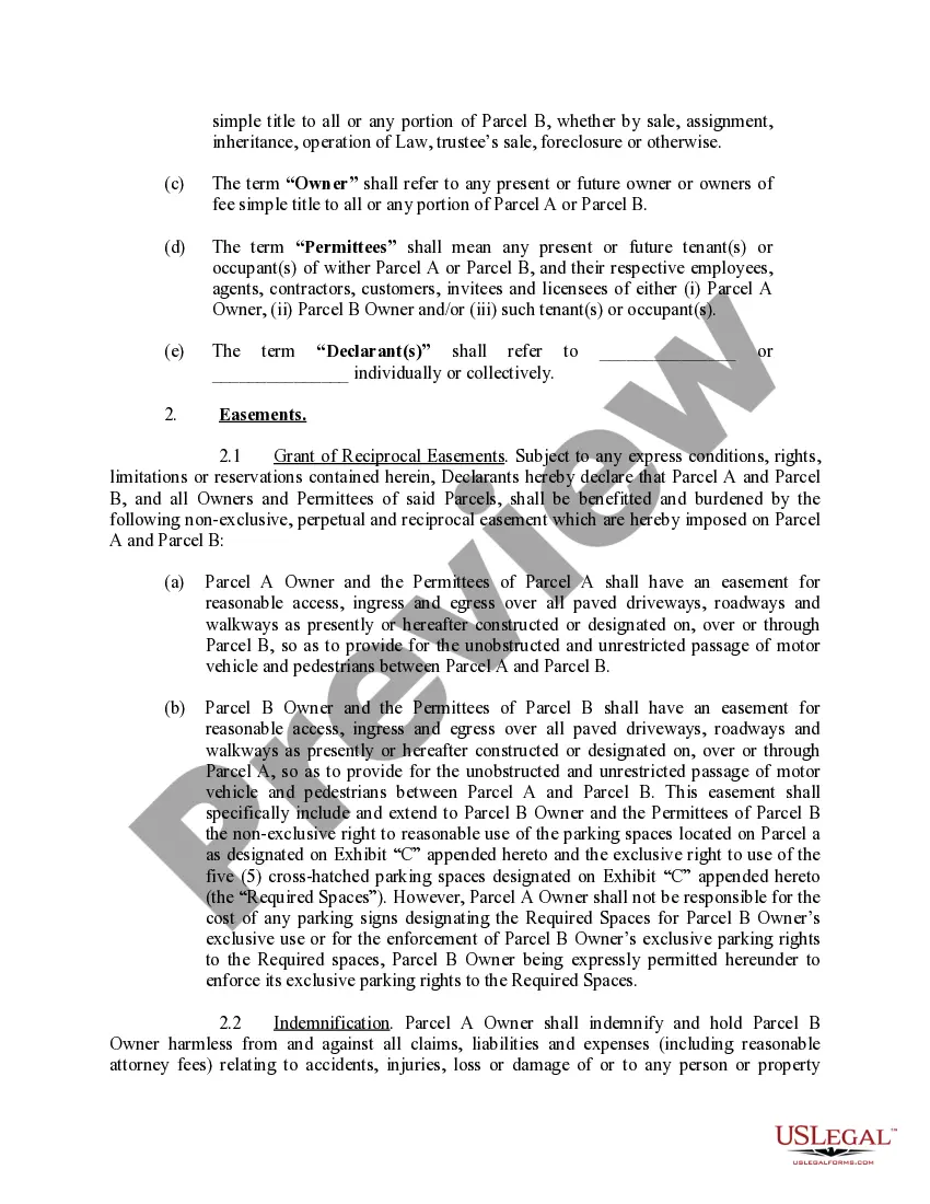 Preview Declaration of Reciprocal Easements