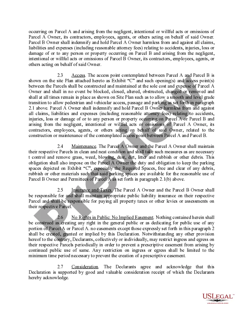 Preview Declaration of Reciprocal Easements