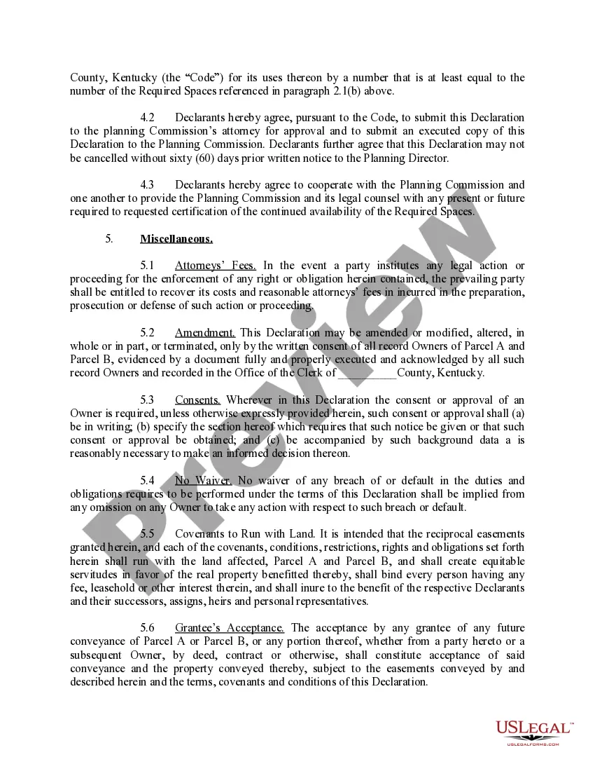 Preview Declaration of Reciprocal Easements