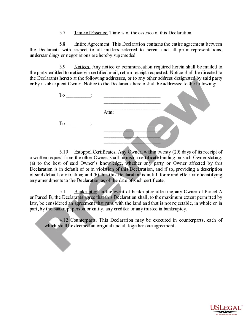 Preview Declaration of Reciprocal Easements