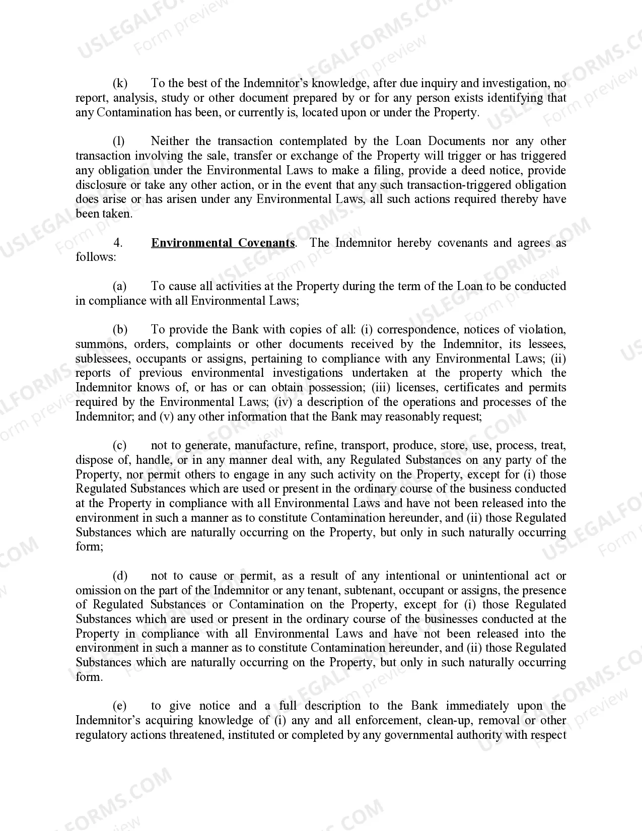 Preview Environmental Indemnity Agreement