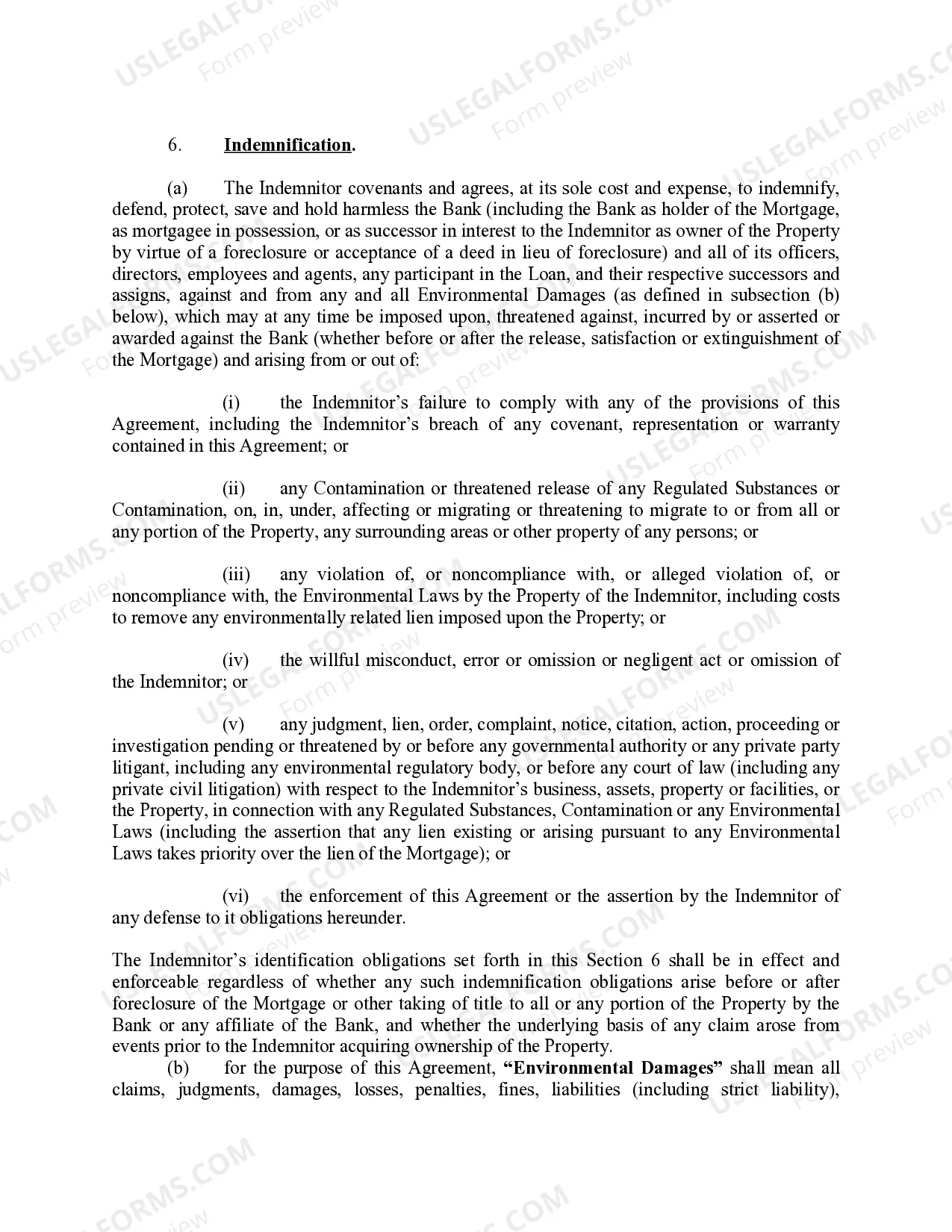 Preview Environmental Indemnity Agreement