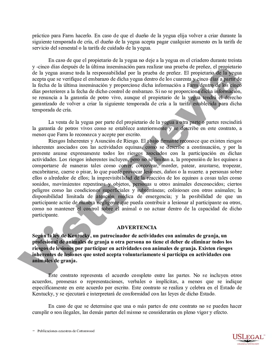 Preview Contrato de servicio de semental - Formularios equinos de caballos