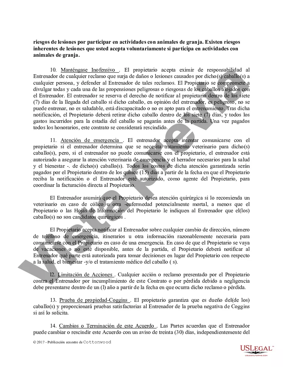 Preview Contrato de Entrenamiento - Caballo Equino Formas