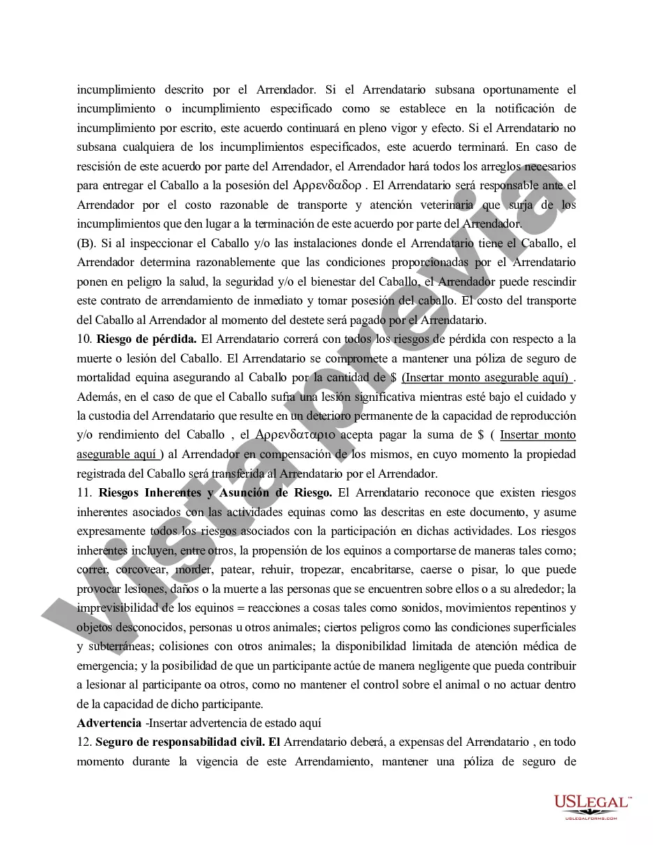 Preview Contrato de arrendamiento de caballos de alto rendimiento