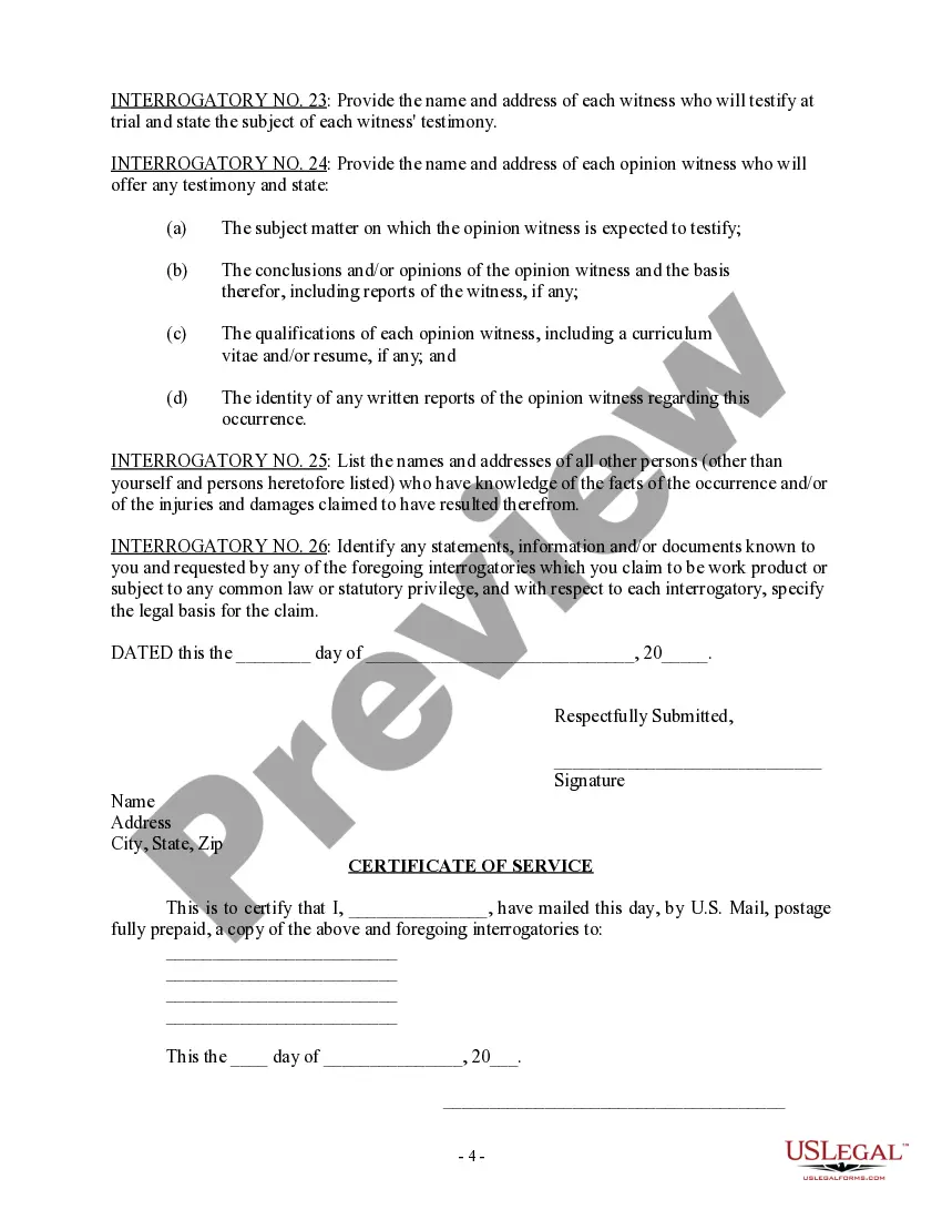 Get Interrogatories to Defendant for Motor Vehicle Accident Preview Interrogatories to Defendant for Motor Vehicle Accident
