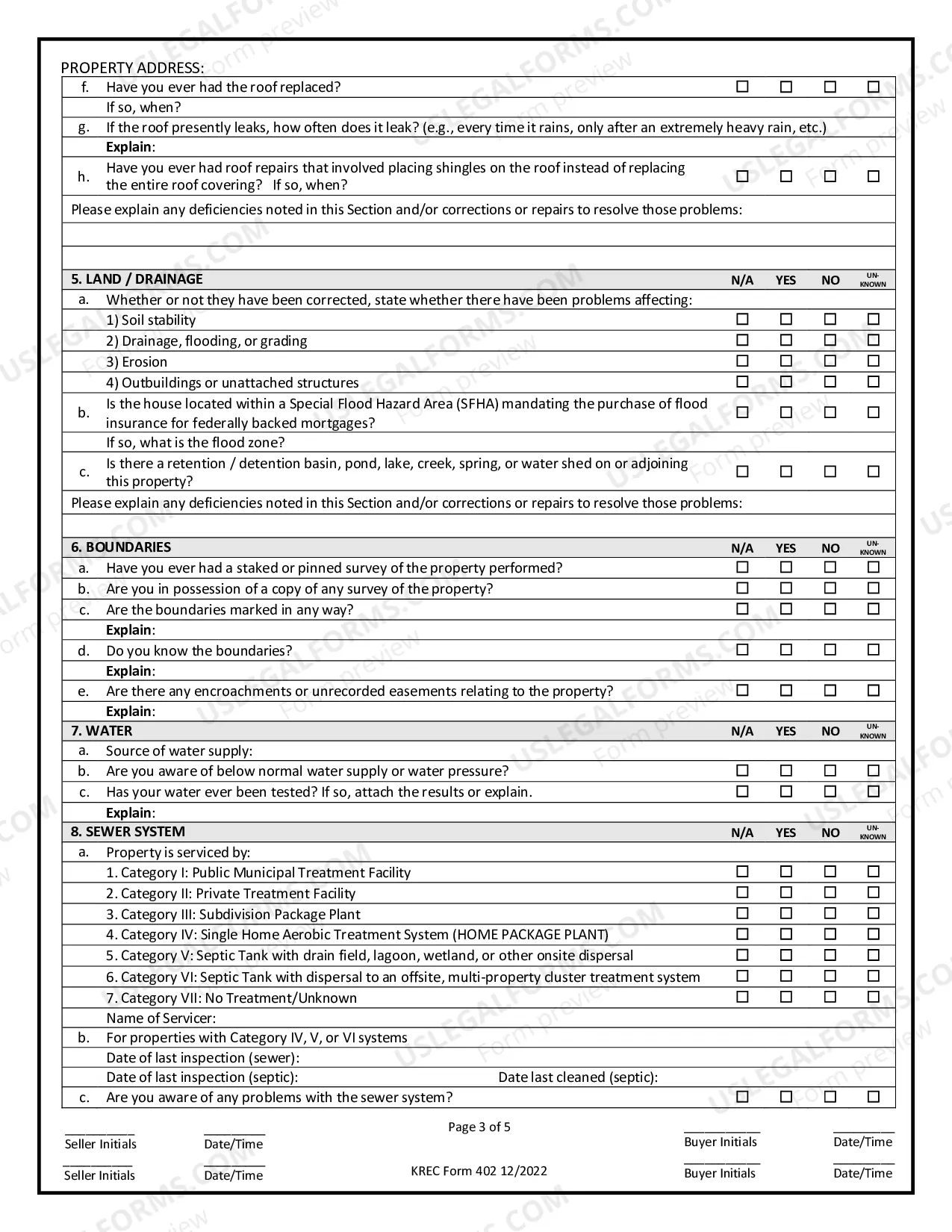 Preview Residential Real Estate Sales Disclosure Statement