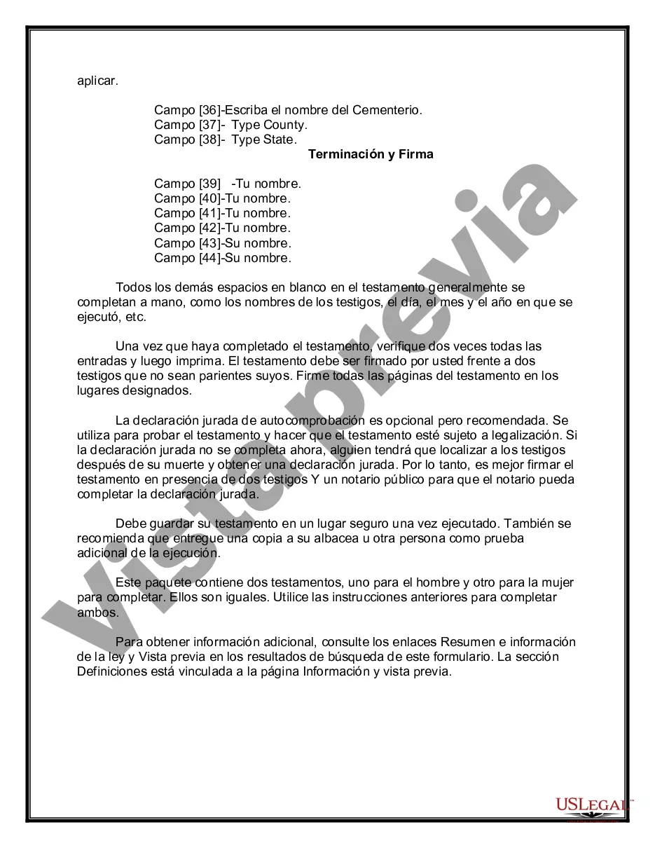 Preview Testamentos mutuos que contienen última voluntad y testamentos para personas solteras que viven juntas sin hijos