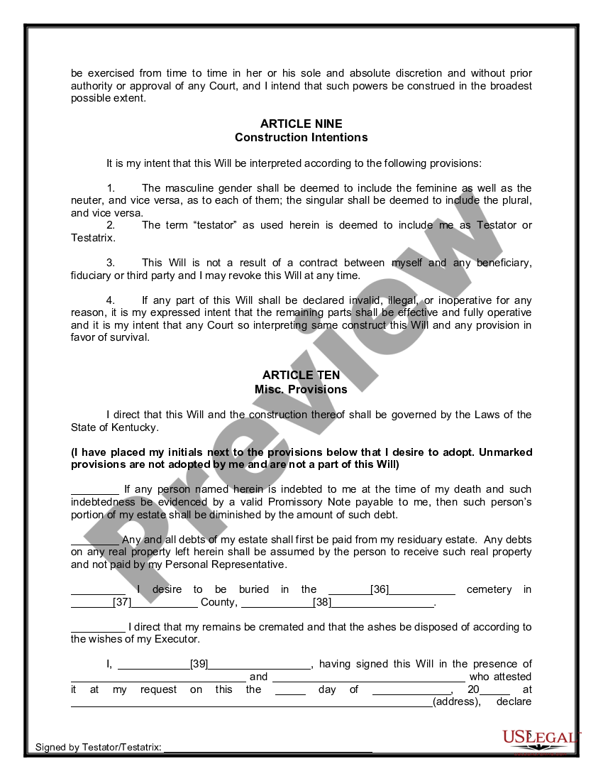 page 8 Mutual Wills containing Last Will and Testaments for Unmarried Persons living together with No Children preview