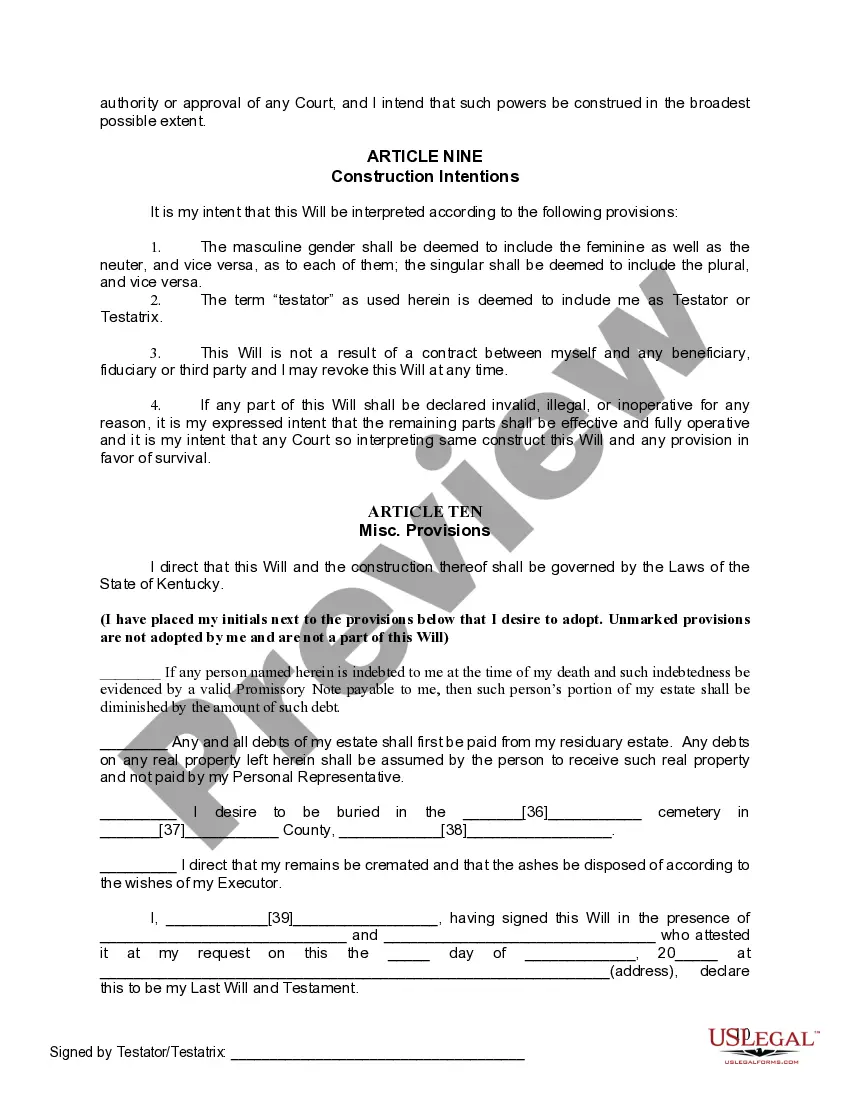 Preview Mutual Wills containing Last Will and Testaments for Man and Woman living together not Married with No Children
