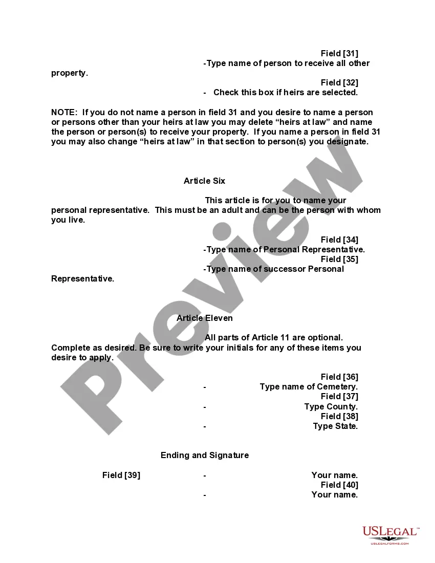 Preview Mutual Wills containing Last Will and Testaments for Man and Woman living together not Married with No Children