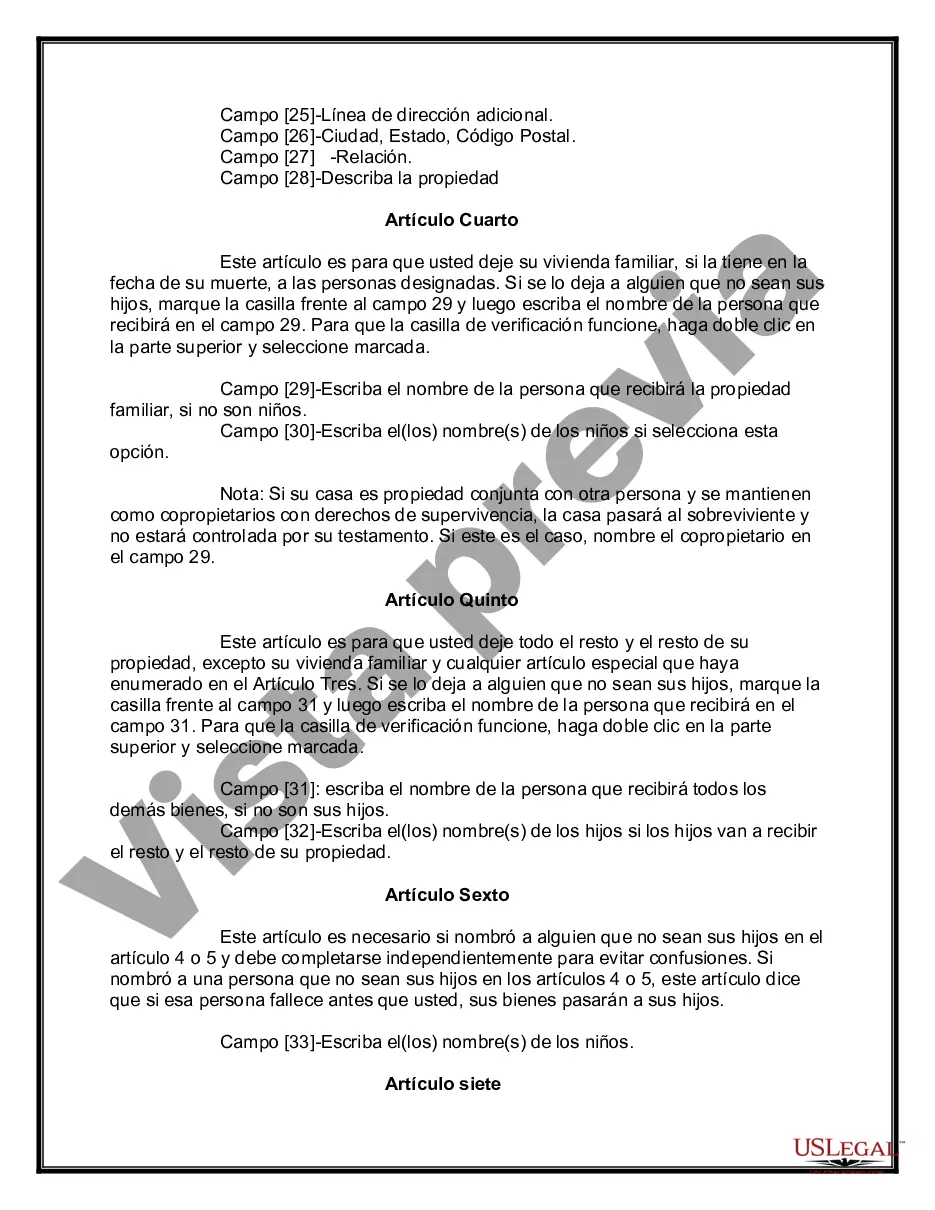 Preview Paquete de Testamentos Mutuos de Últimas Voluntades y Testamentos para Personas Solteras que conviven con Hijos Adultos