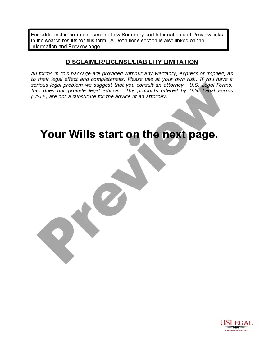 Preview Mutual Wills Package of Last Wills and Testaments for Man and Woman living together not Married with Adult Children