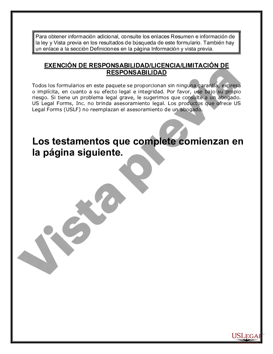 Preview Testamentos Mutuos o Últimas Voluntades y Testamentos para Personas Solteras que conviven con Hijos Menores